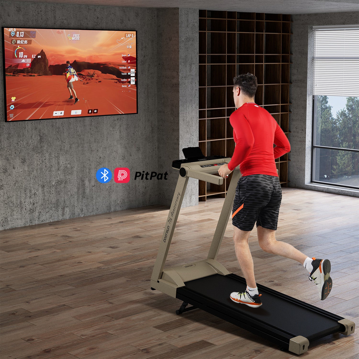 DeerRun A1 Pro Starligh-Edition faltbares Laufband mit 6 % Steigung, Bluetooth und drahtloser Fernbedienung