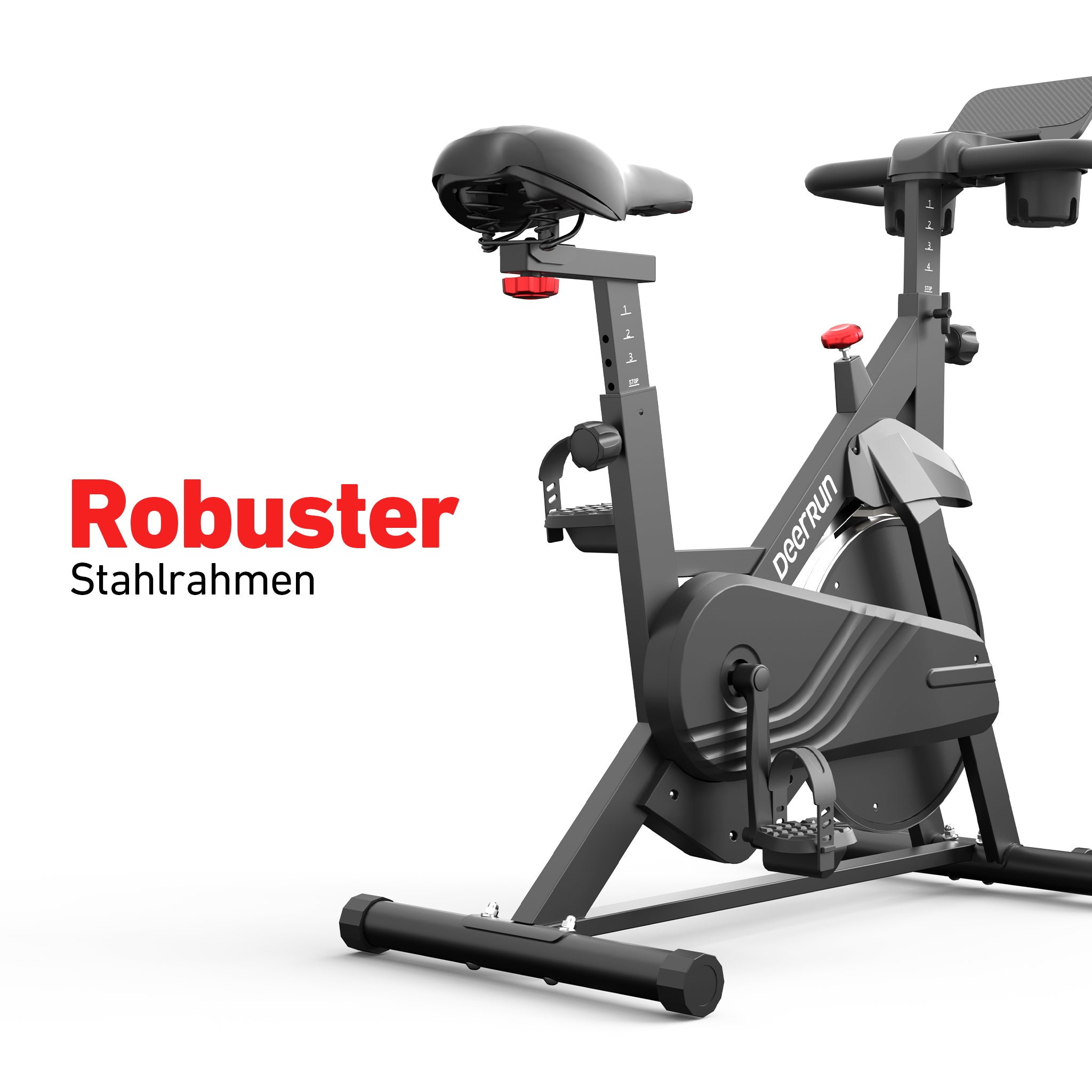 DeerRun S500 Schwarze Indoor-Smart-Bike mit einstellbarem magnetischem Widerstand und leisem Riemen und PitPat App