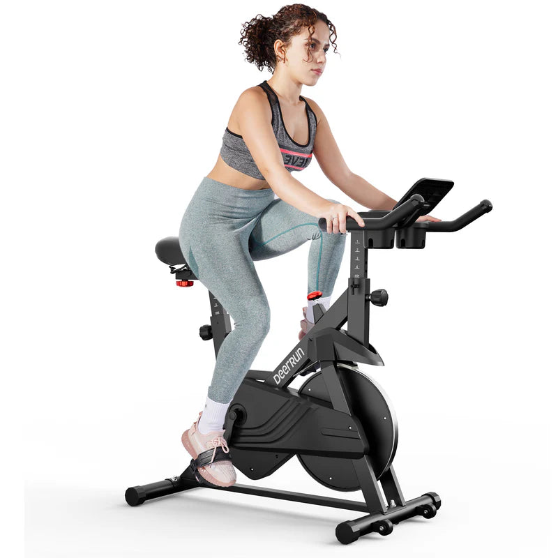 DeerRun S500 Schwarze Indoor-Smart-Bike mit einstellbarem magnetischem Widerstand und leisem Riemen und PitPat App
