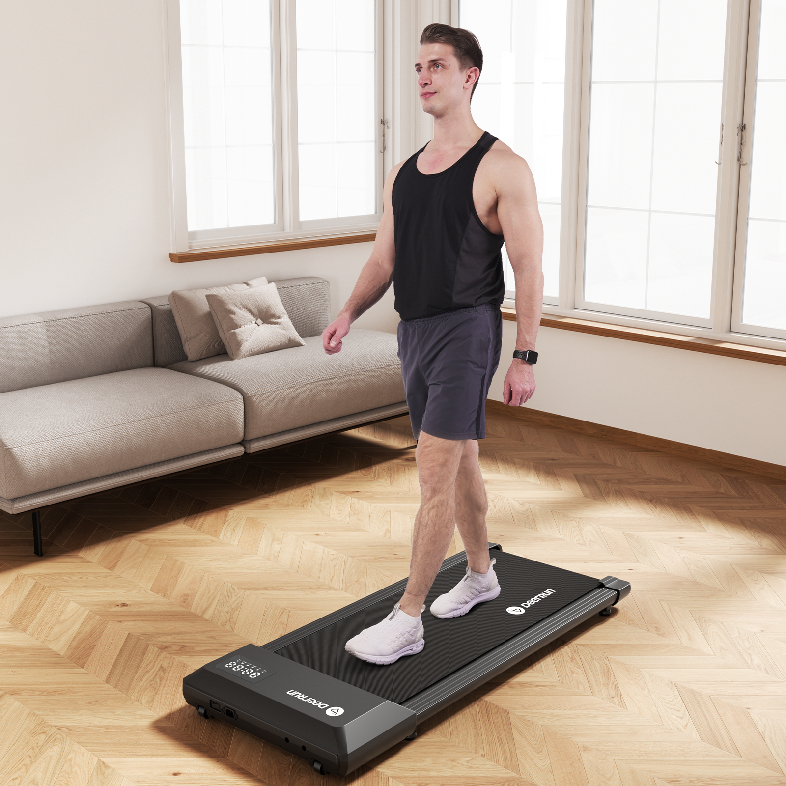 DeerRun Q1 Urban Upgrade | Smart-Walk-Laufband mit 136 kg Tragfähigkeit und Fernbedienung