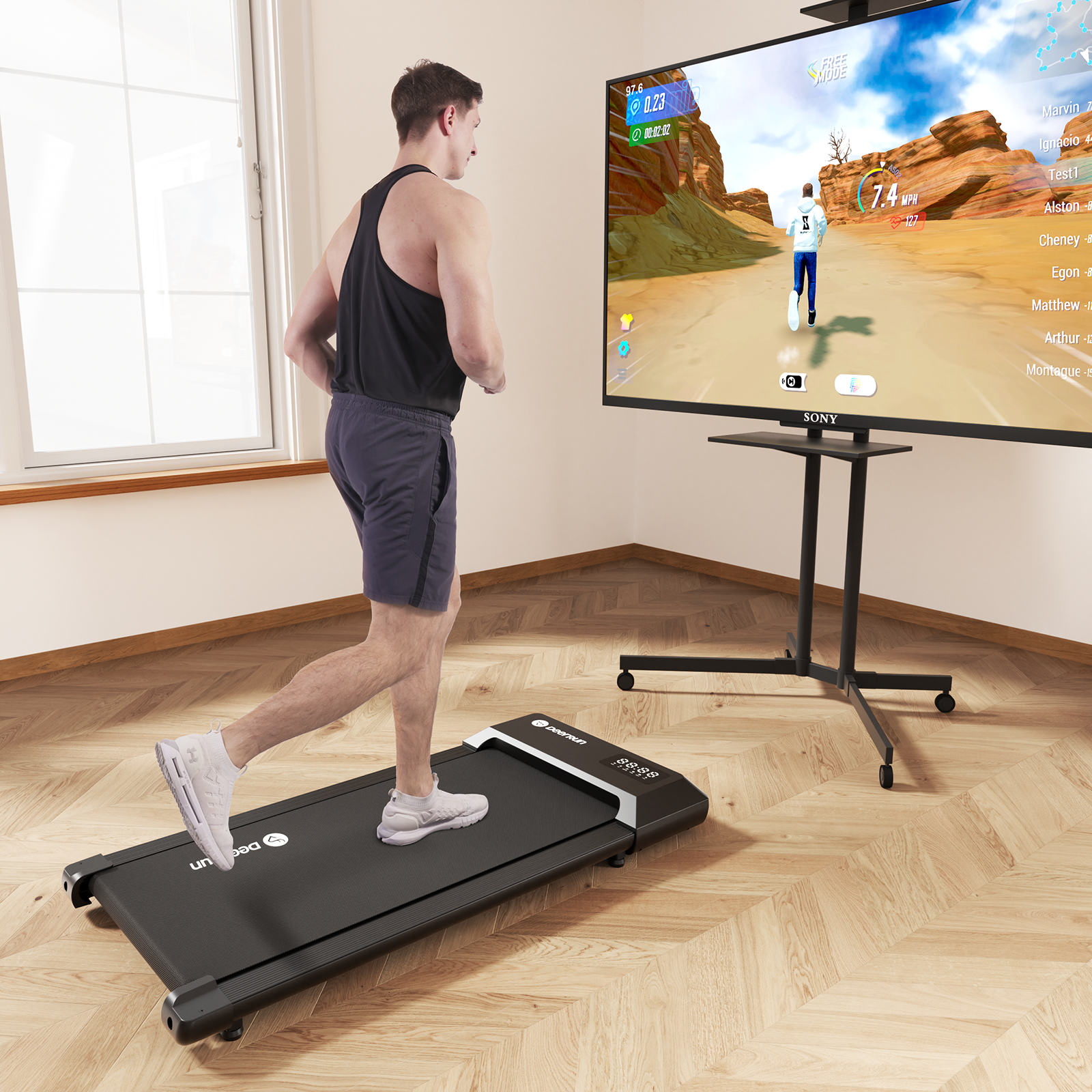 DeerRun Q1 Urban Upgrade | Smart-Walk-Laufband mit 136 kg Tragfähigkeit und Fernbedienung