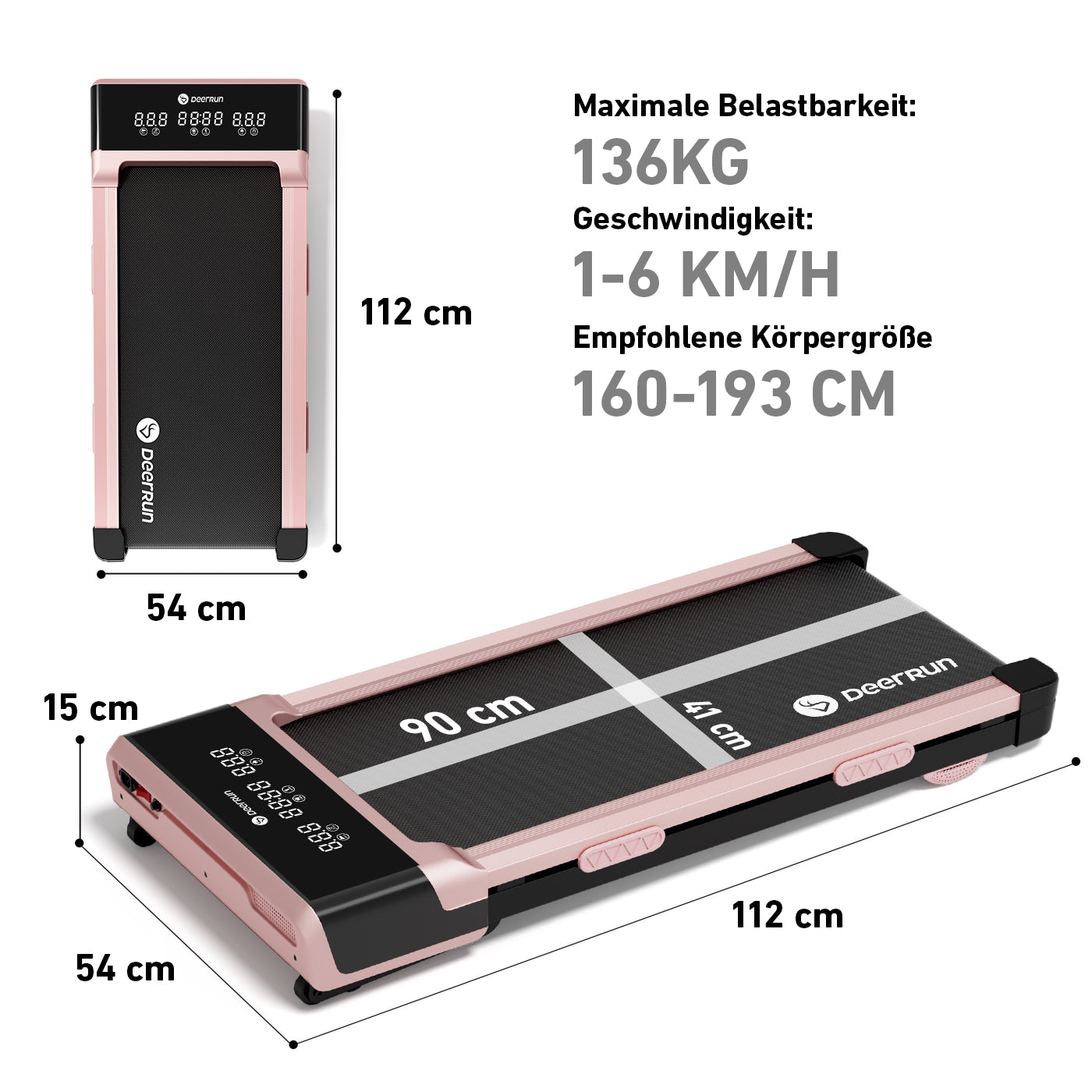 DeerRun Z10 Smart Incline Laufband #Farbe_Rosa