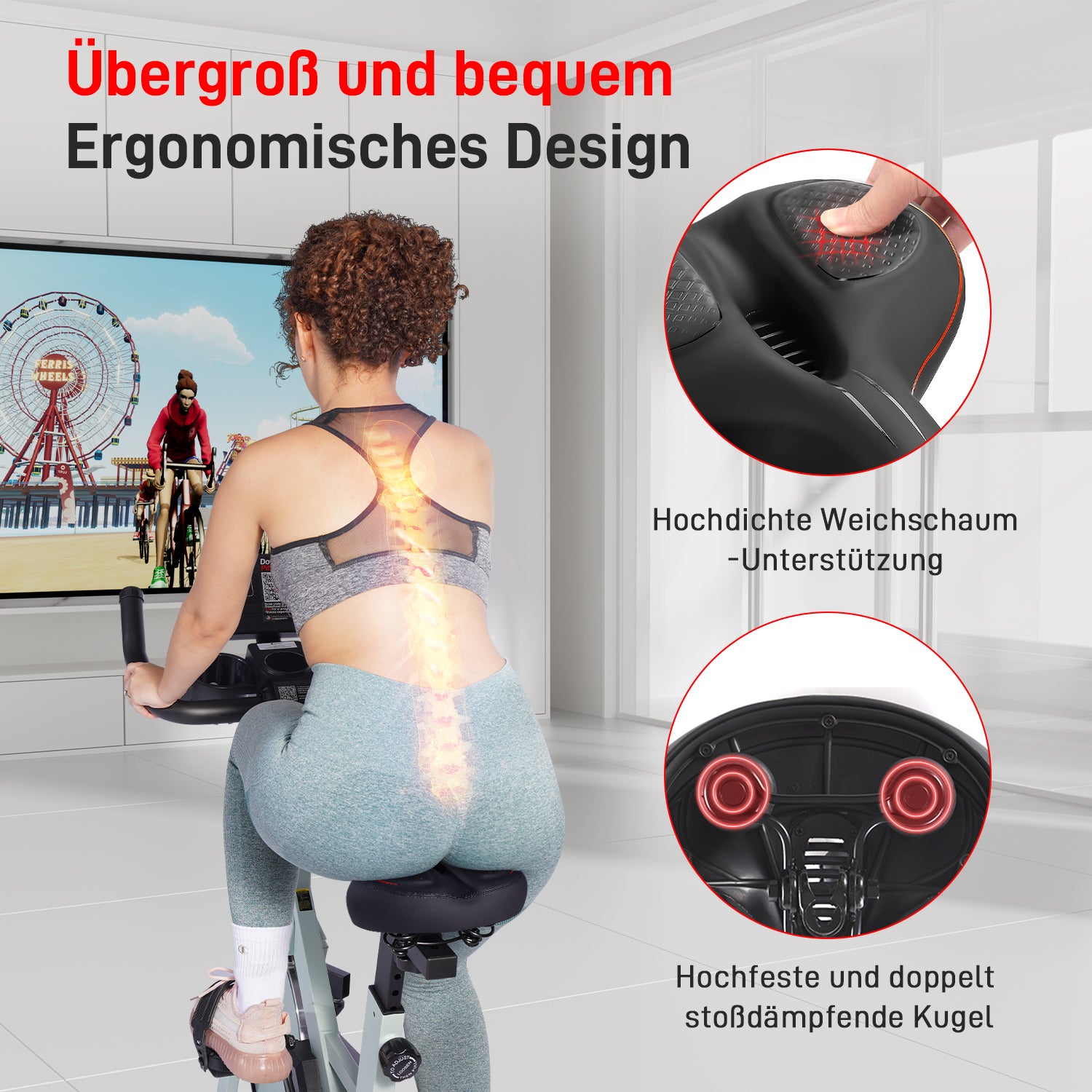 DeerRun® Übergroßer Fahrradsitz für Smart-Bike mit Komfortkissen
