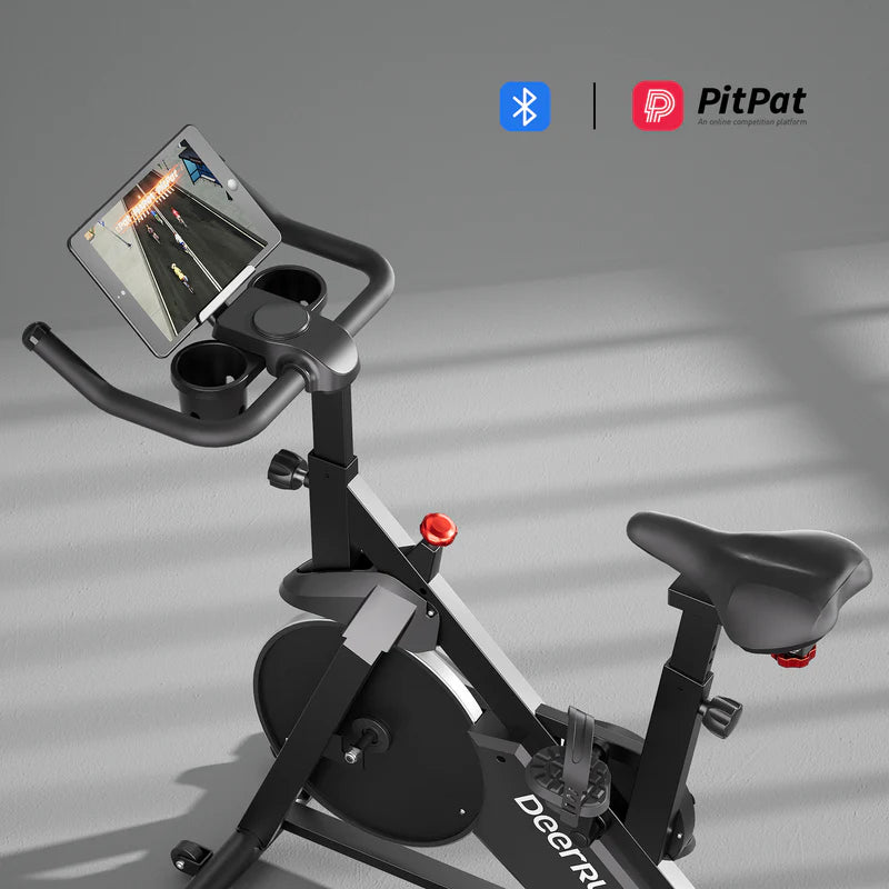 DeerRun S500 Schwarze Indoor-Smart-Bike mit einstellbarem magnetischem Widerstand und leisem Riemen und PitPat App