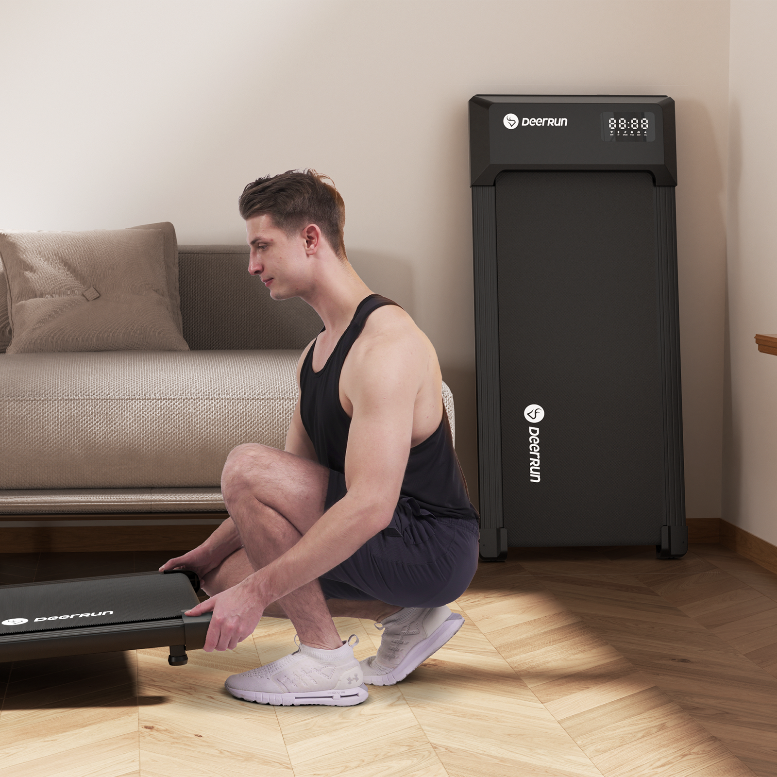 DeerRun Q1 Urban Upgrade | Smart-Walk-Laufband mit 136 kg Tragfähigkeit und Fernbedienung