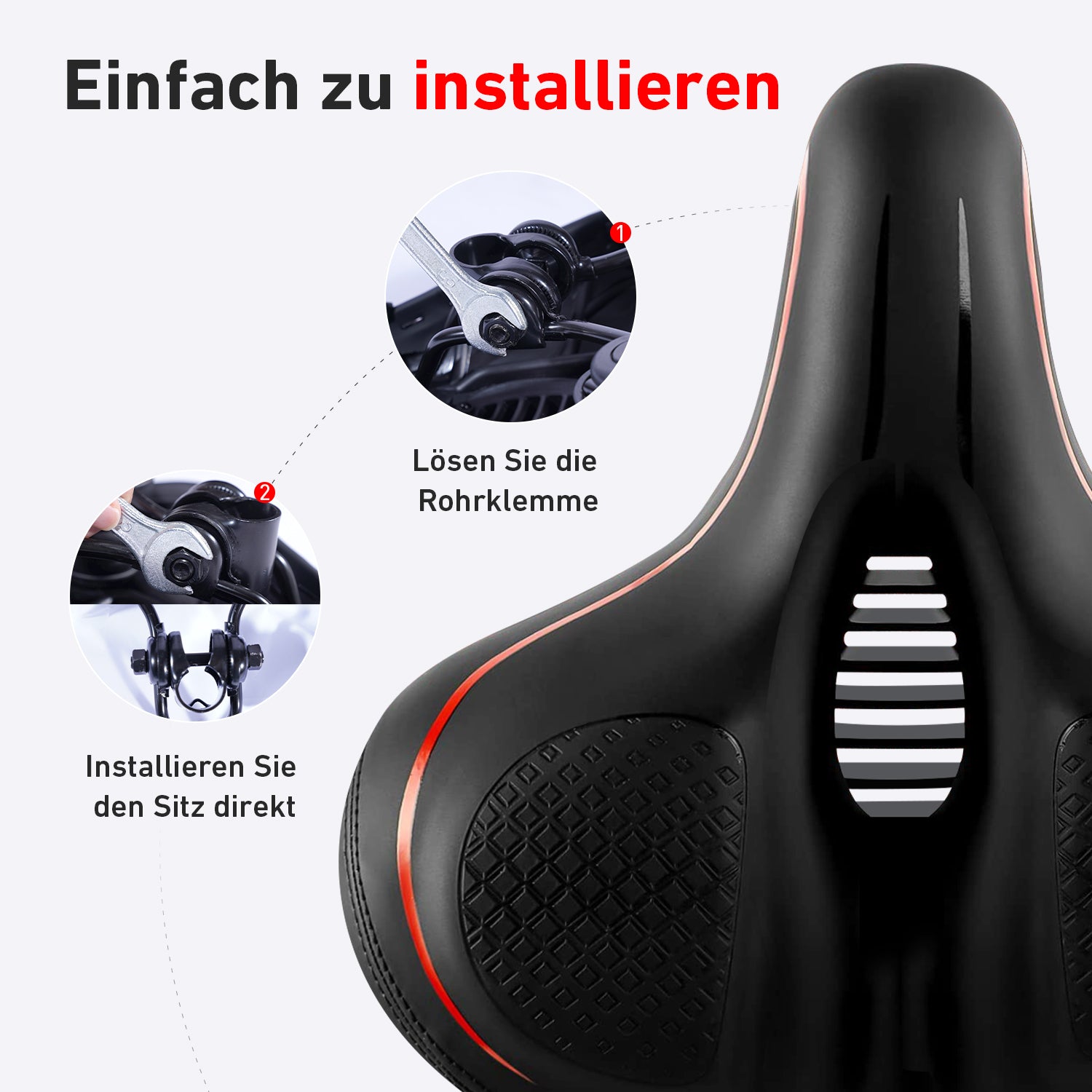 DeerRun® Übergroßer Fahrradsitz für Smart-Bike mit Komfortkissen