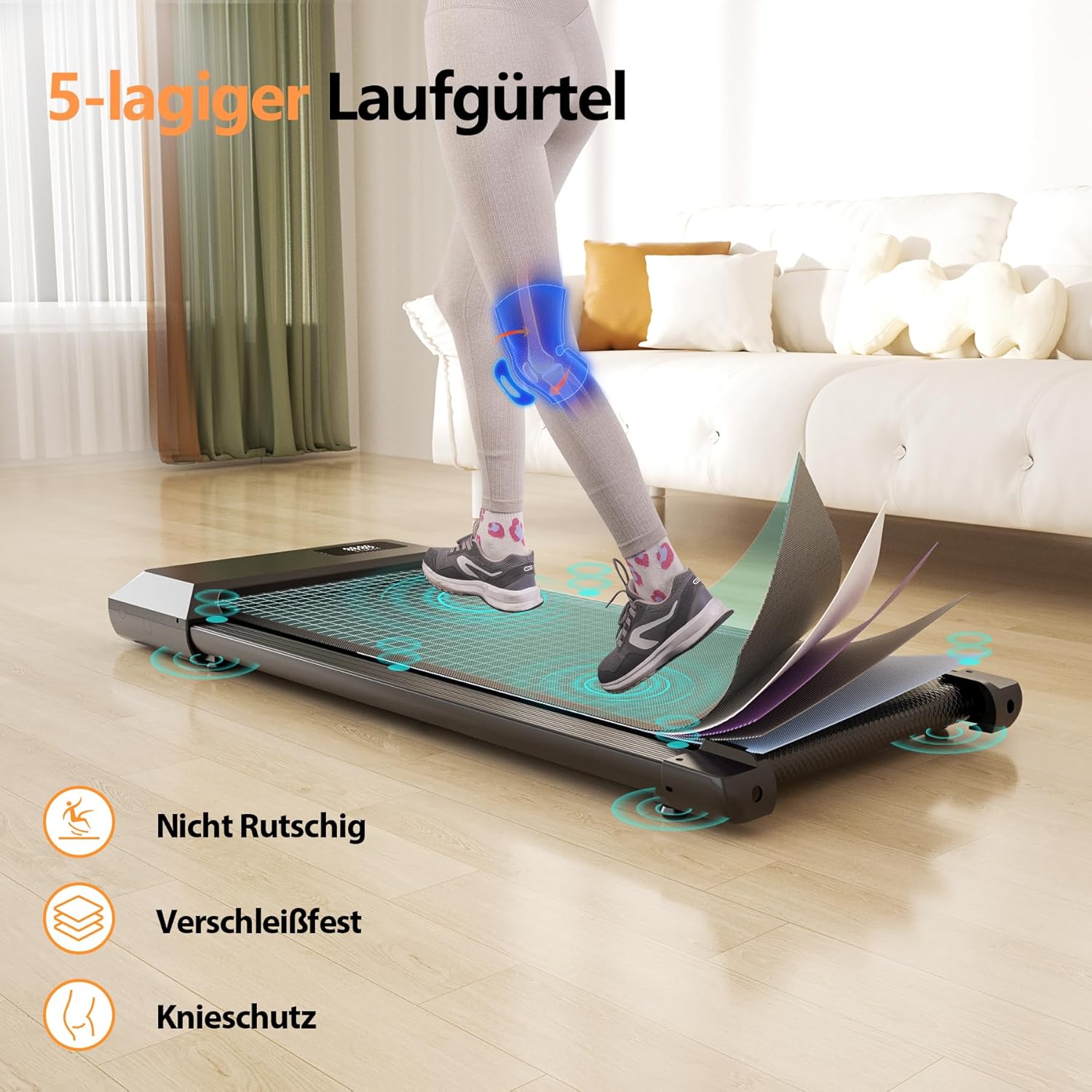 DeerRun Q1 Urban Upgrade | Smart-Walk-Laufband mit 136 kg Tragfähigkeit und Fernbedienung