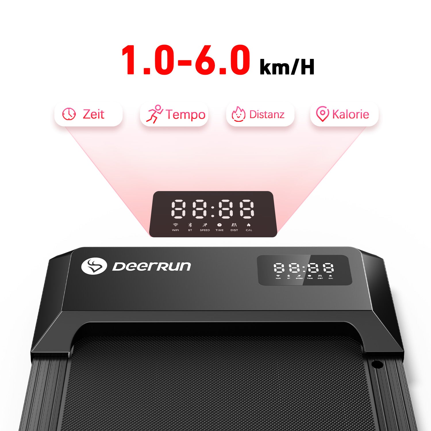 DeerRun Q1 Urban Upgrade | Smart-Walk-Laufband mit 136 kg Tragfähigkeit und Fernbedienung
