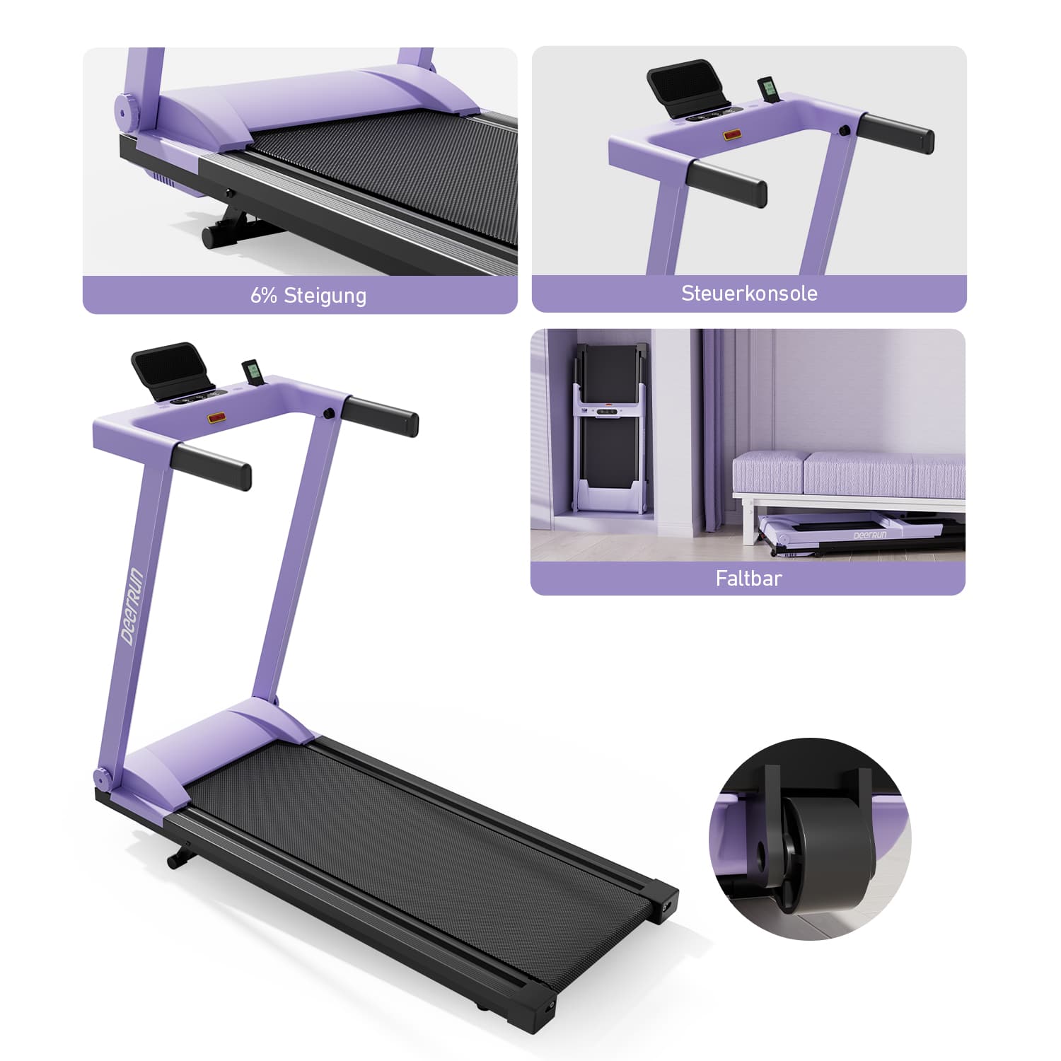 DeerRun A1 Urban Klappbares Laufband #Farbe_Lila
