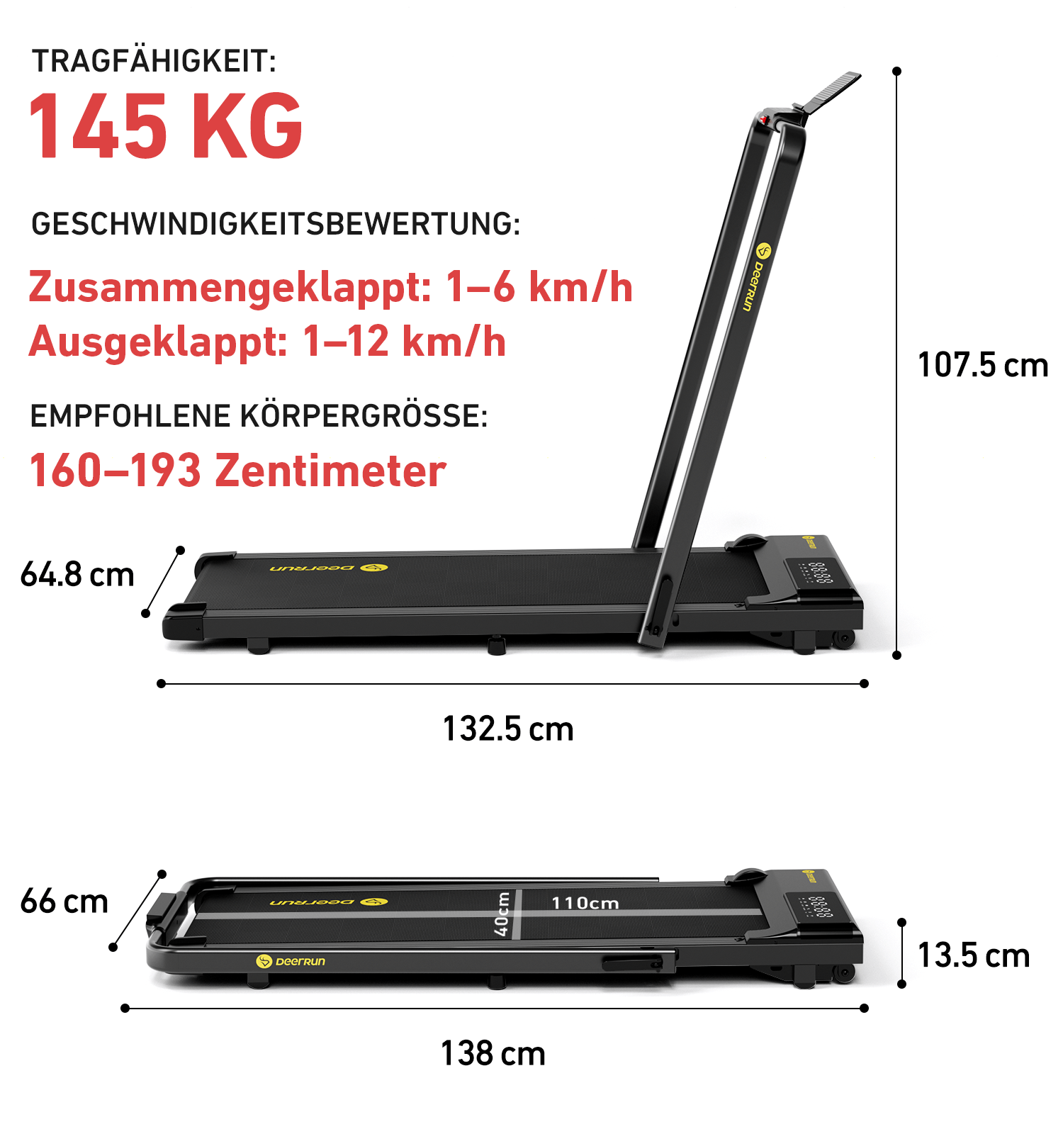 DeerRun A5 Pro Smartes 2 in 1 Laufband #Farbe_Schwarz
