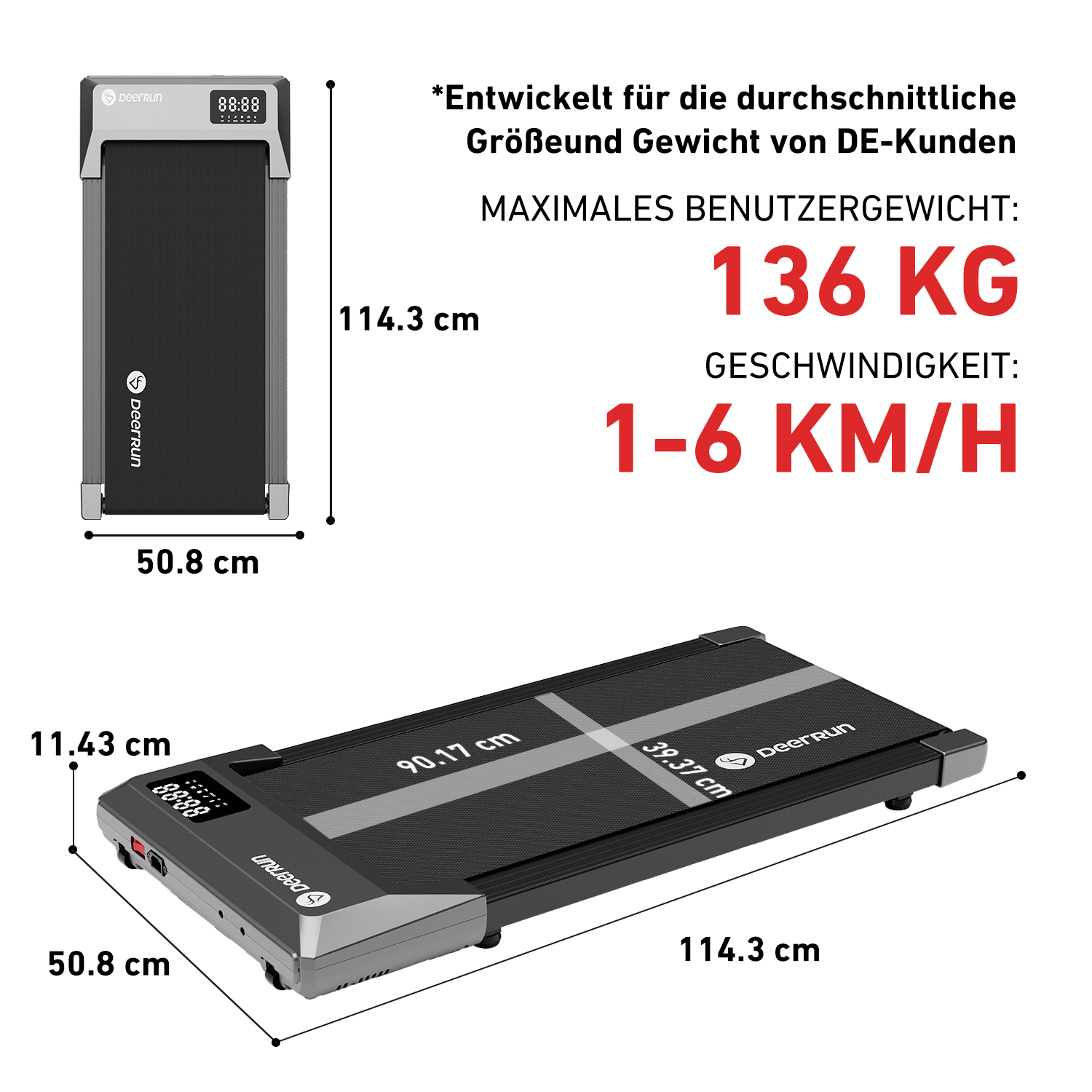 DeerRun Q1 Mini Smart Walk Laufband #Farbe_Grau