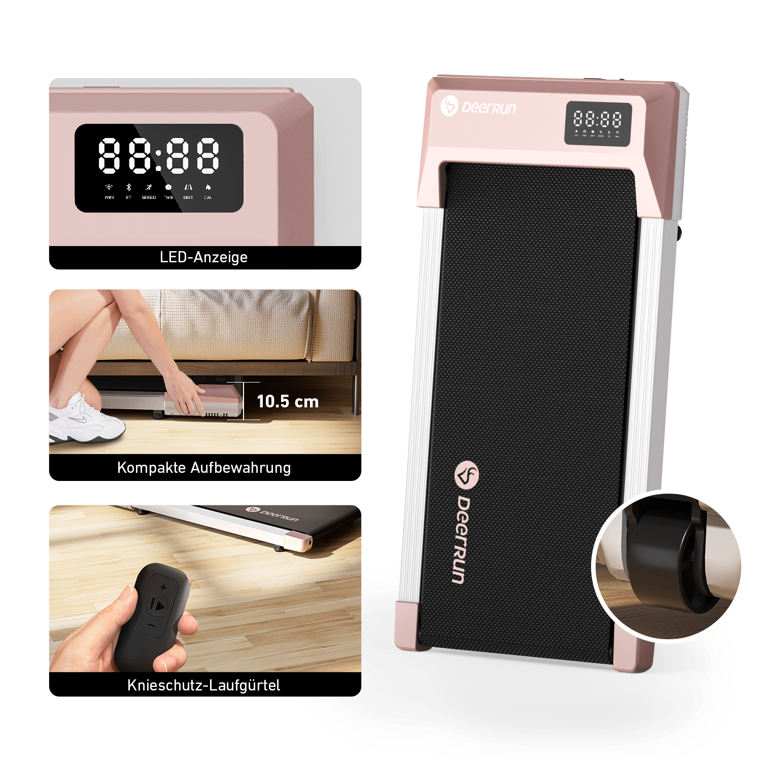 DeerRun Q1 Plus Smart Walk Laufband #Farbe_Roségold