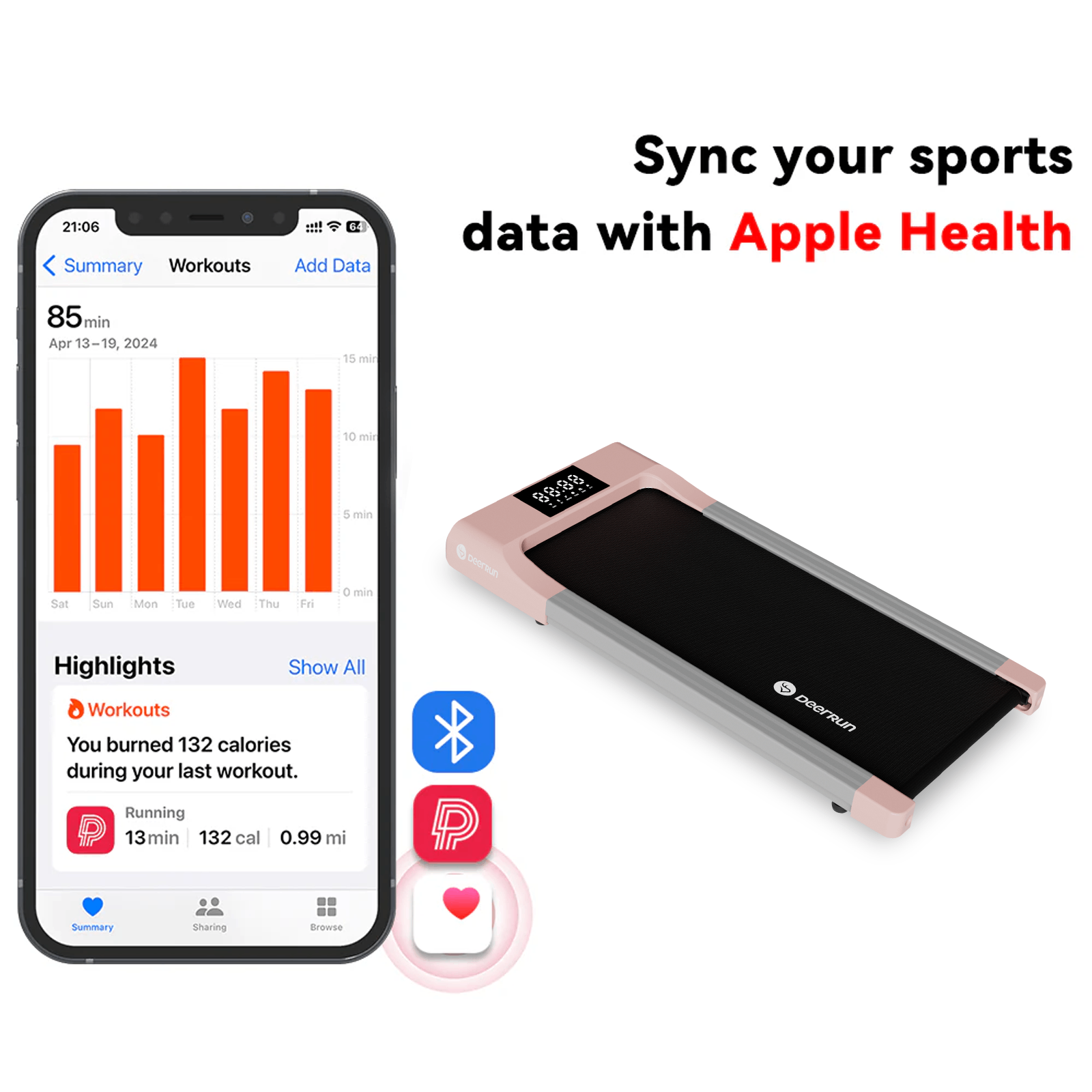 DeerRun Q1 Urban Pro Smart Walk Laufband #Farbe_Rosa