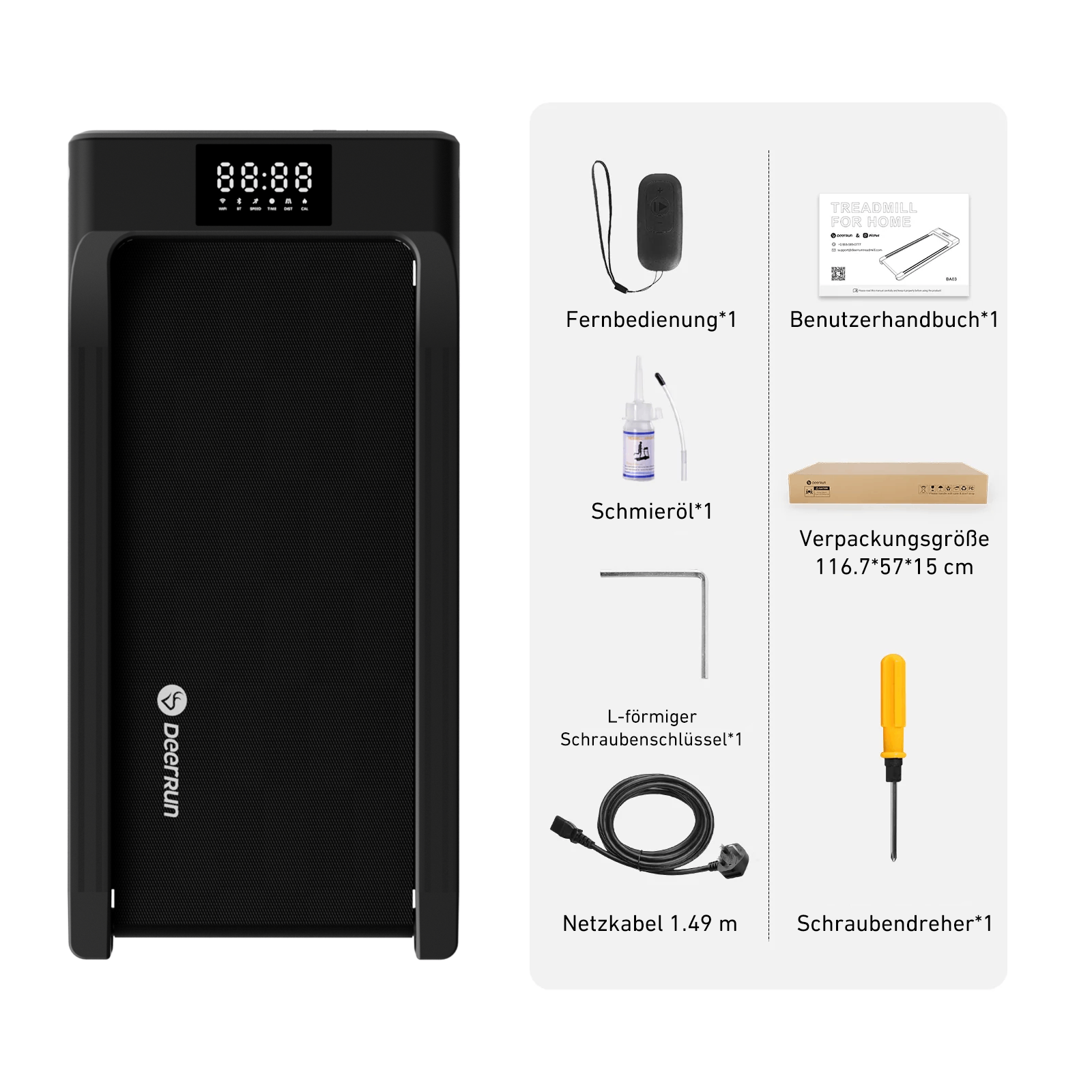 DeerRun Q1 Urban Pro Smart Walk Laufband #Farbe_Schwarz