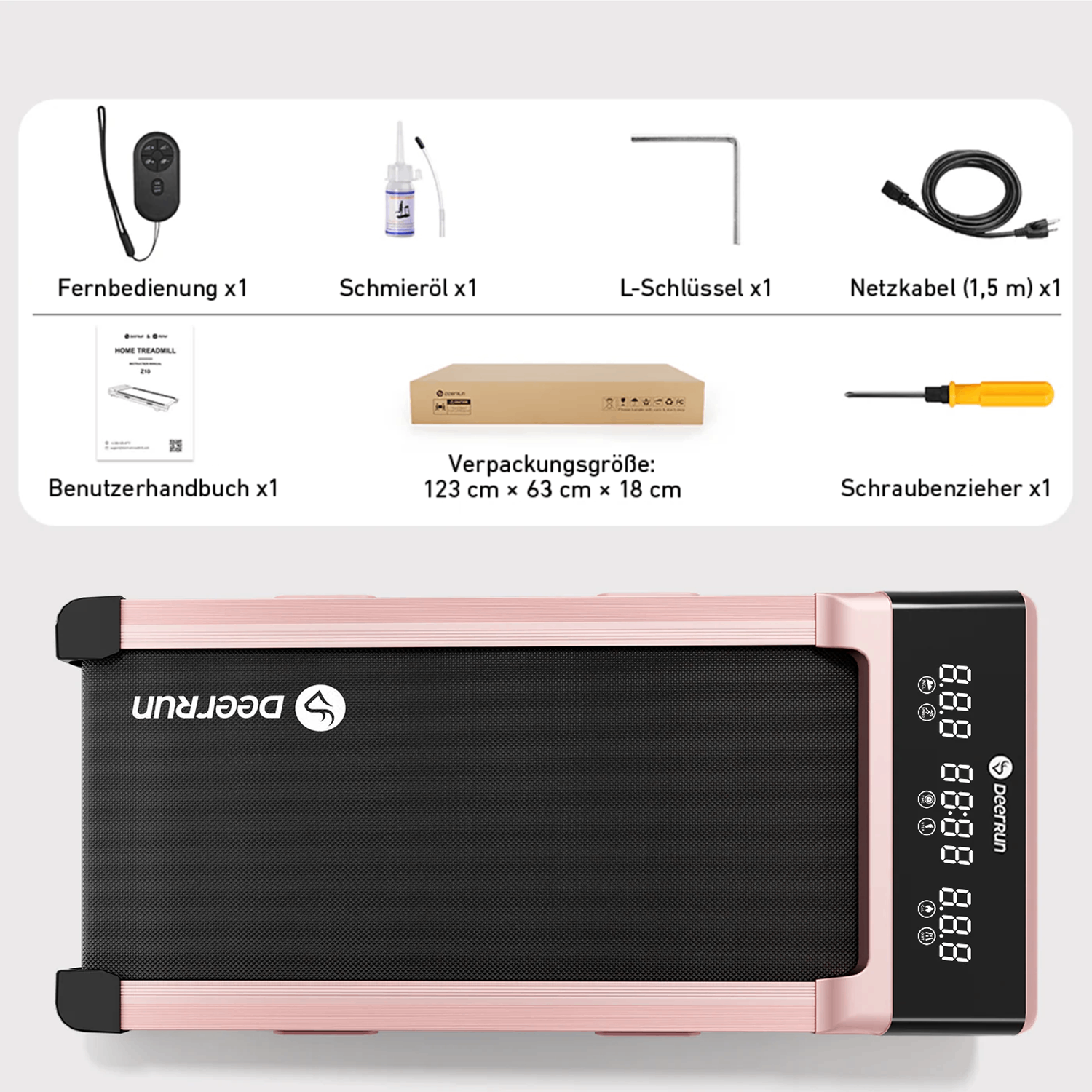 DeerRun Z10 Smart Incline Laufband #Farbe_Rosa