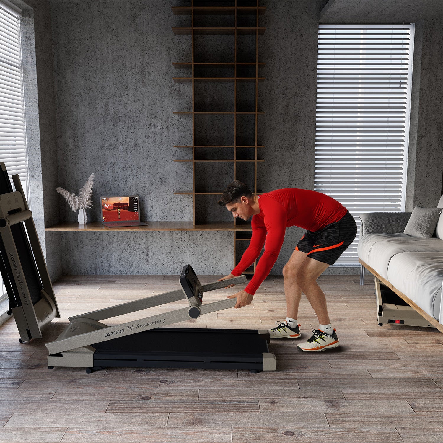 DeerRun A1 Pro Starligh-Edition faltbares Laufband mit 6 % Steigung, Bluetooth und drahtloser Fernbedienung
