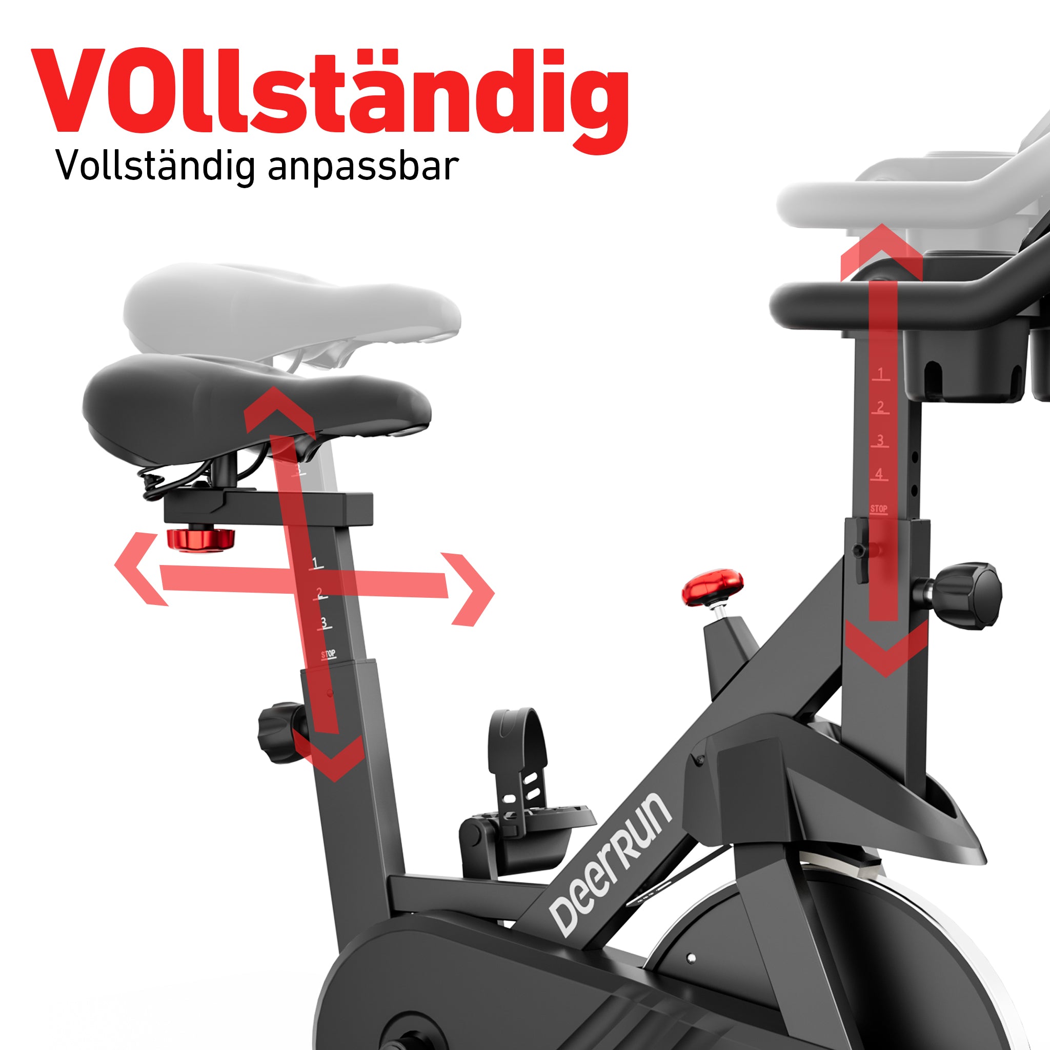 DeerRun S500 Schwarze Indoor-Smart-Bike mit einstellbarem magnetischem Widerstand und leisem Riemen und PitPat App