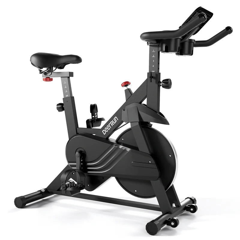 DeerRun S500 Schwarze Indoor-Smart-Bike mit einstellbarem magnetischem Widerstand und leisem Riemen und PitPat App