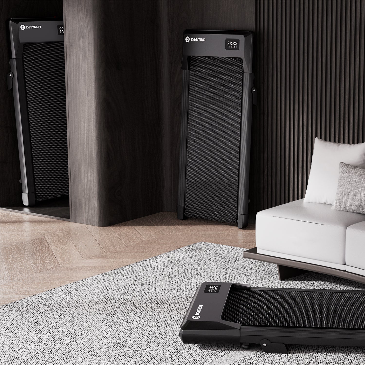 DeerRun Q2 Urban Plus Walking Pad mit 7% Steigung & platzsparendes, 1-6 km/h