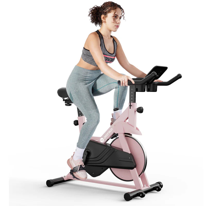 DeerRun S500 Rose Indoor-Smart-Bike mit einstellbarem magnetischem Widerstand und leisem Riemen und PitPat App