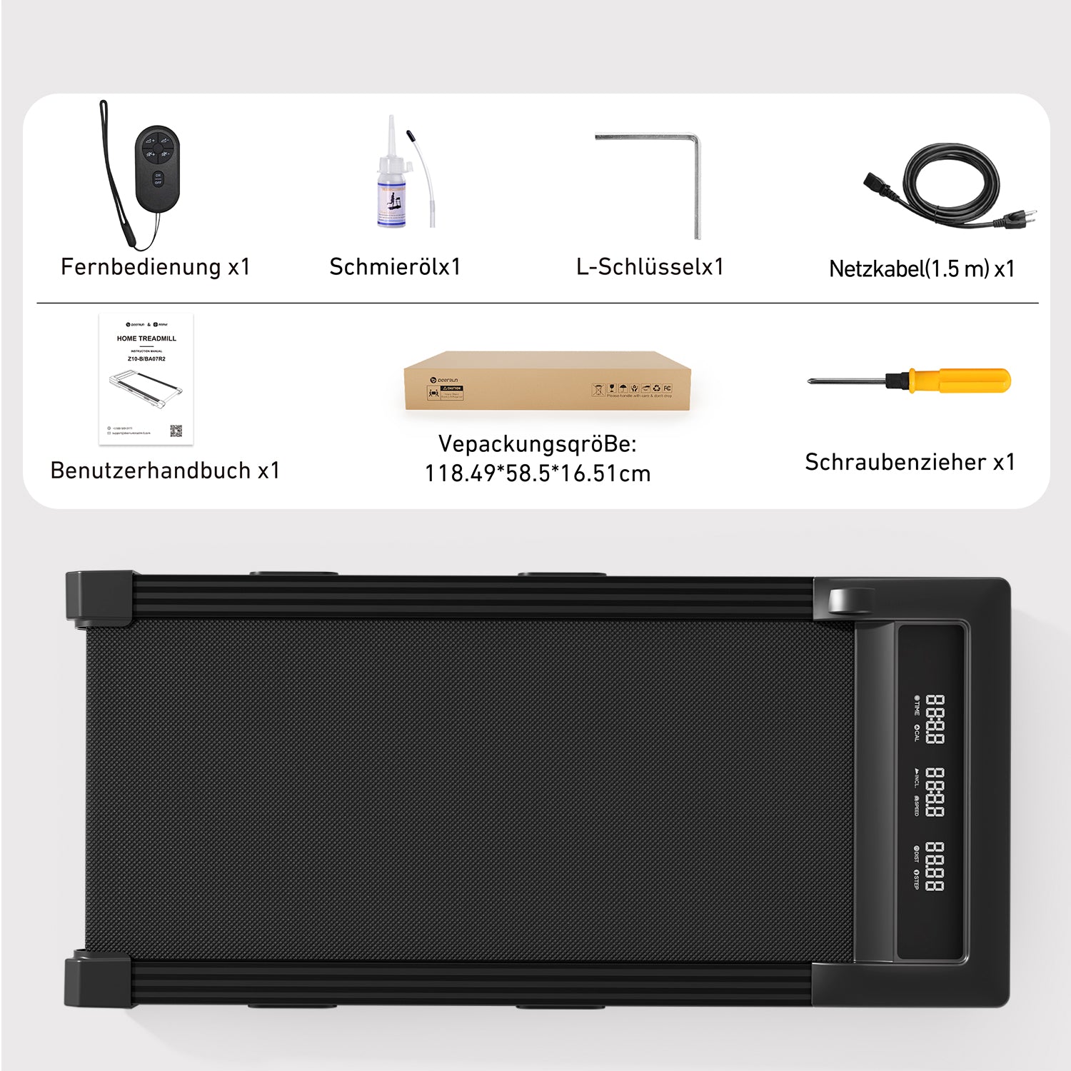 DeerRun Z10 Smart Incline Laufband #Farbe_Schwarz mit Roségold
