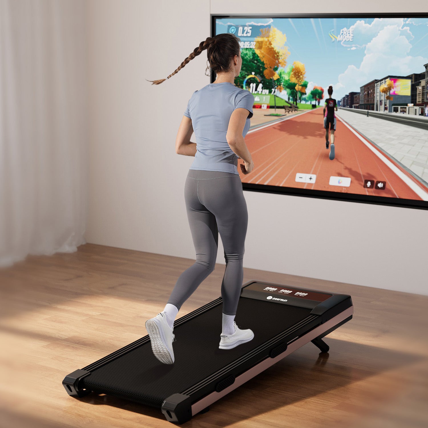 DeerRun Z10 Smart Incline Laufband #Farbe_Schwarz mit Roségold