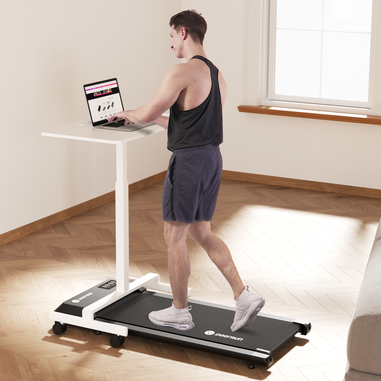 DeerRun Q1 Urban Upgrade | Smart-Walk-Laufband mit 136 kg Tragfähigkeit und Fernbedienung