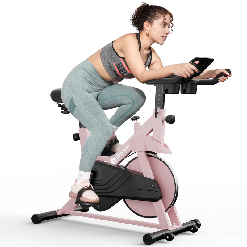 DeerRun S500 Rose Indoor-Smart-Bike mit einstellbarem magnetischem Widerstand und leisem Riemen und PitPat App