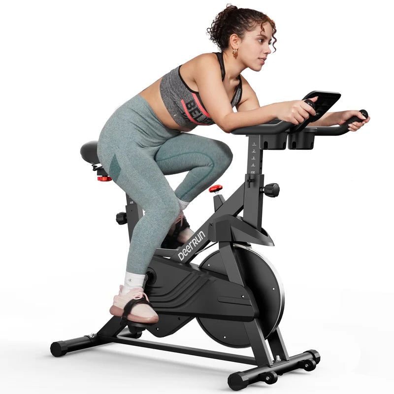 DeerRun S500 Schwarze Indoor-Smart-Bike mit einstellbarem magnetischem Widerstand und leisem Riemen und PitPat App