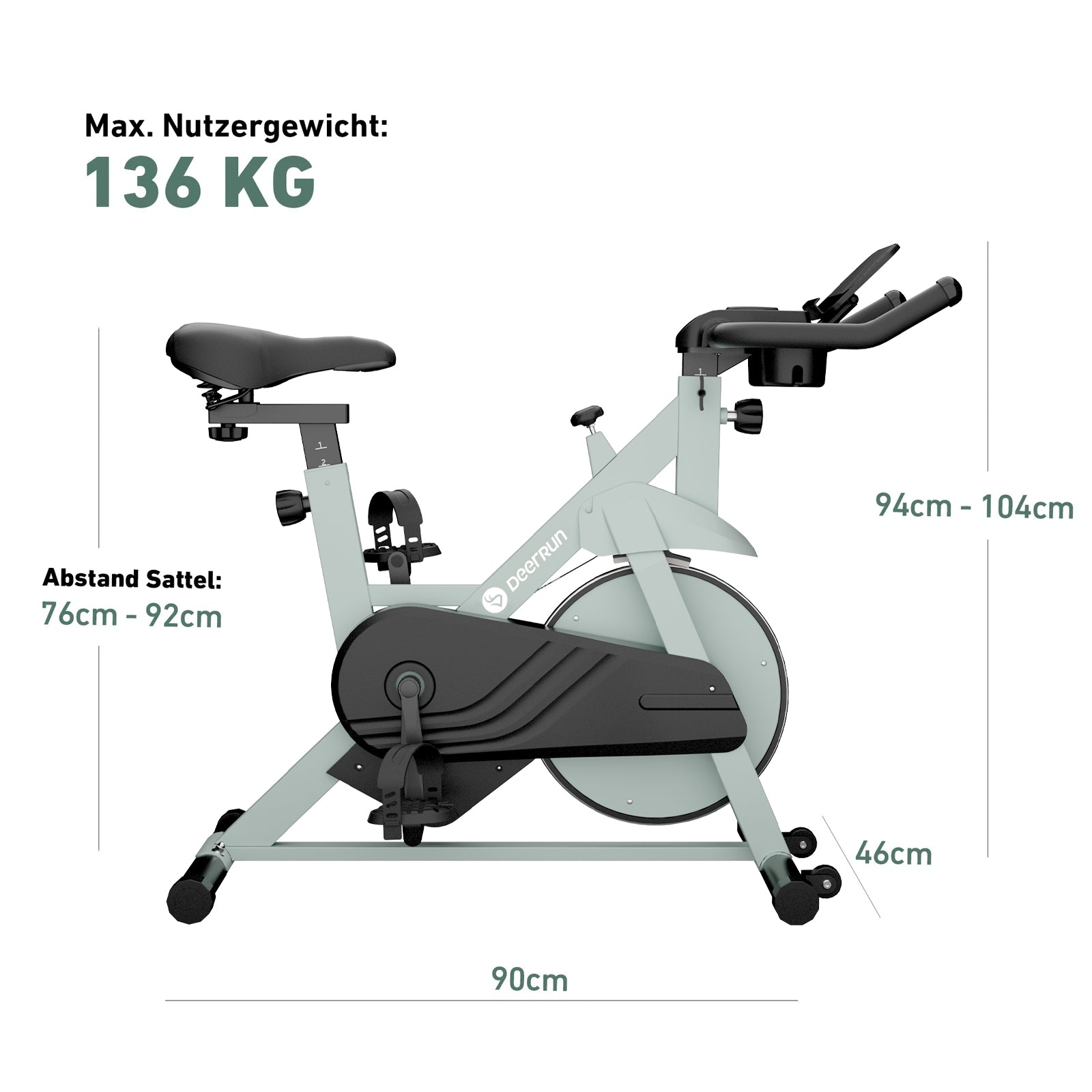 DeerRun S500 Indoor-Smart-Bike mit einstellbarem magnetischem Widerstand und leisem Riemen und PitPat App