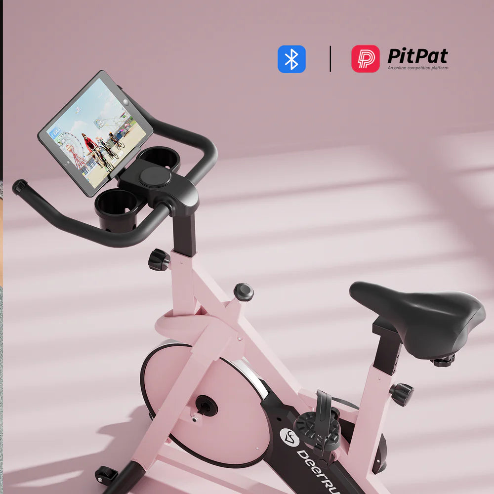 DeerRun S500 Rose Indoor-Smart-Bike mit einstellbarem magnetischem Widerstand und leisem Riemen und PitPat App