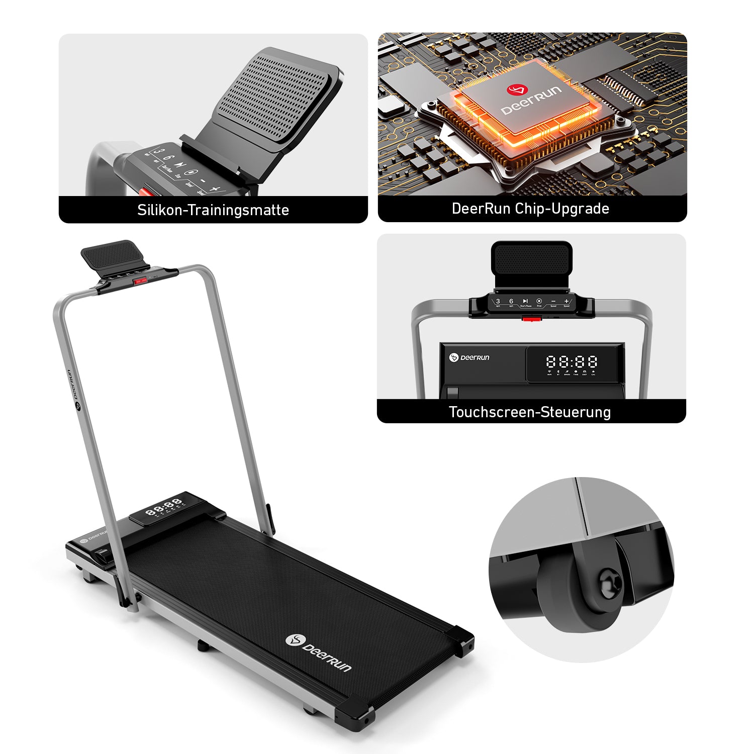 DeerRun A5 Pro Energie-2025 Smart 2-in-1 Treadmill | Upgraded Chip & NFC Support with 145 kg Weight Capacity and Remote Control