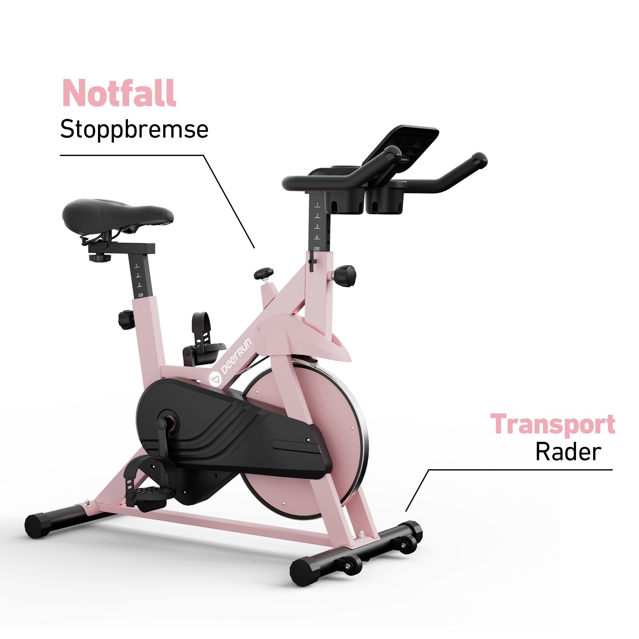 DeerRun S500 Rose Indoor-Smart-Bike mit einstellbarem magnetischem Widerstand und leisem Riemen und PitPat App