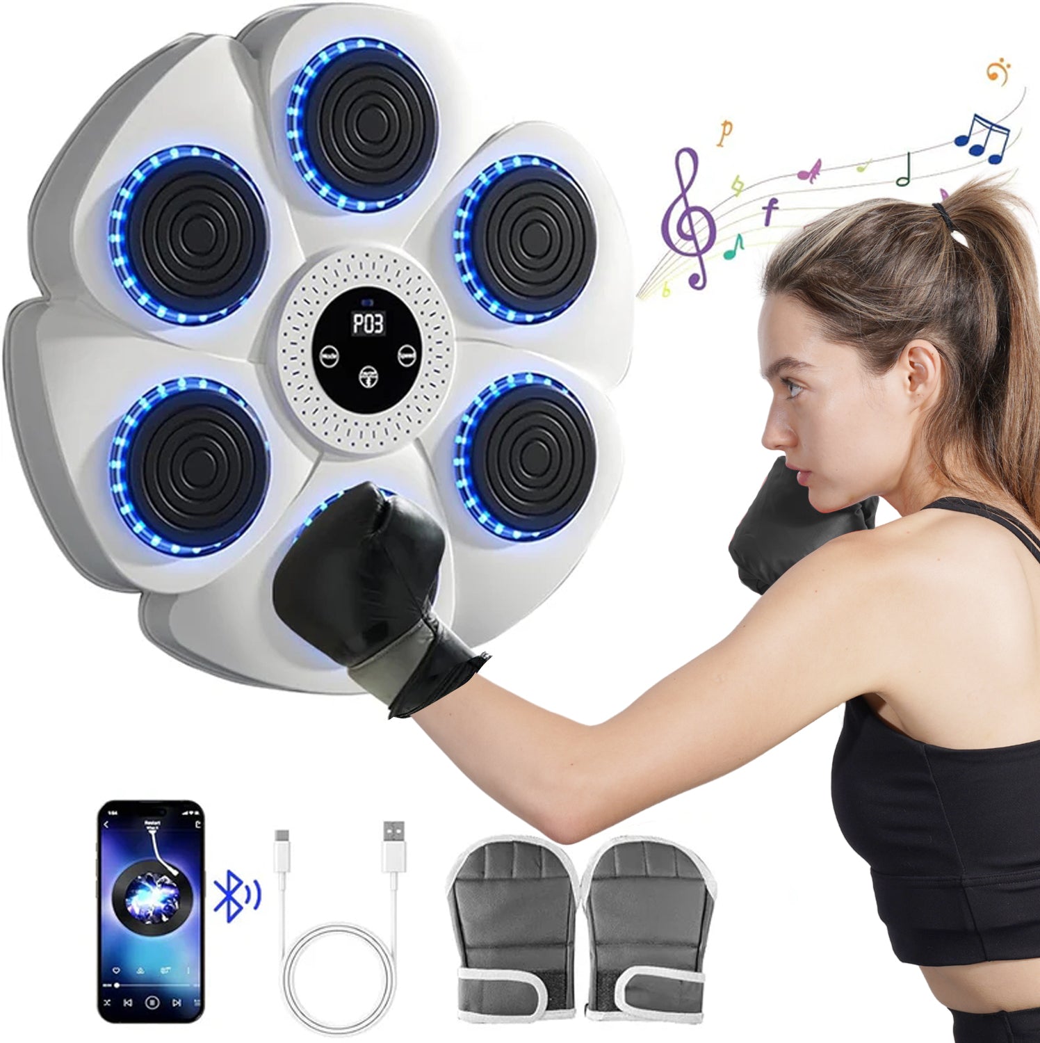 DeerRun® Smart Music Boxing Machine (Handschuhe und Ladekabel inklusive)