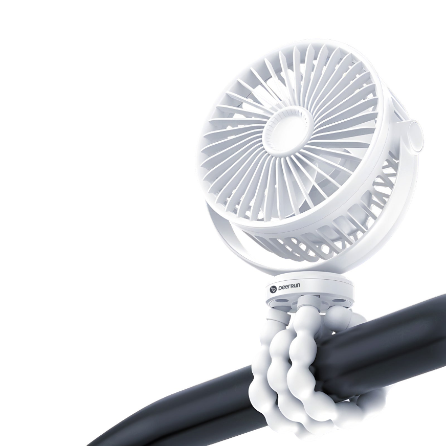 DeerRun batteriebetriebener Laufbandventilator mit flexiblem Stativ und Clip