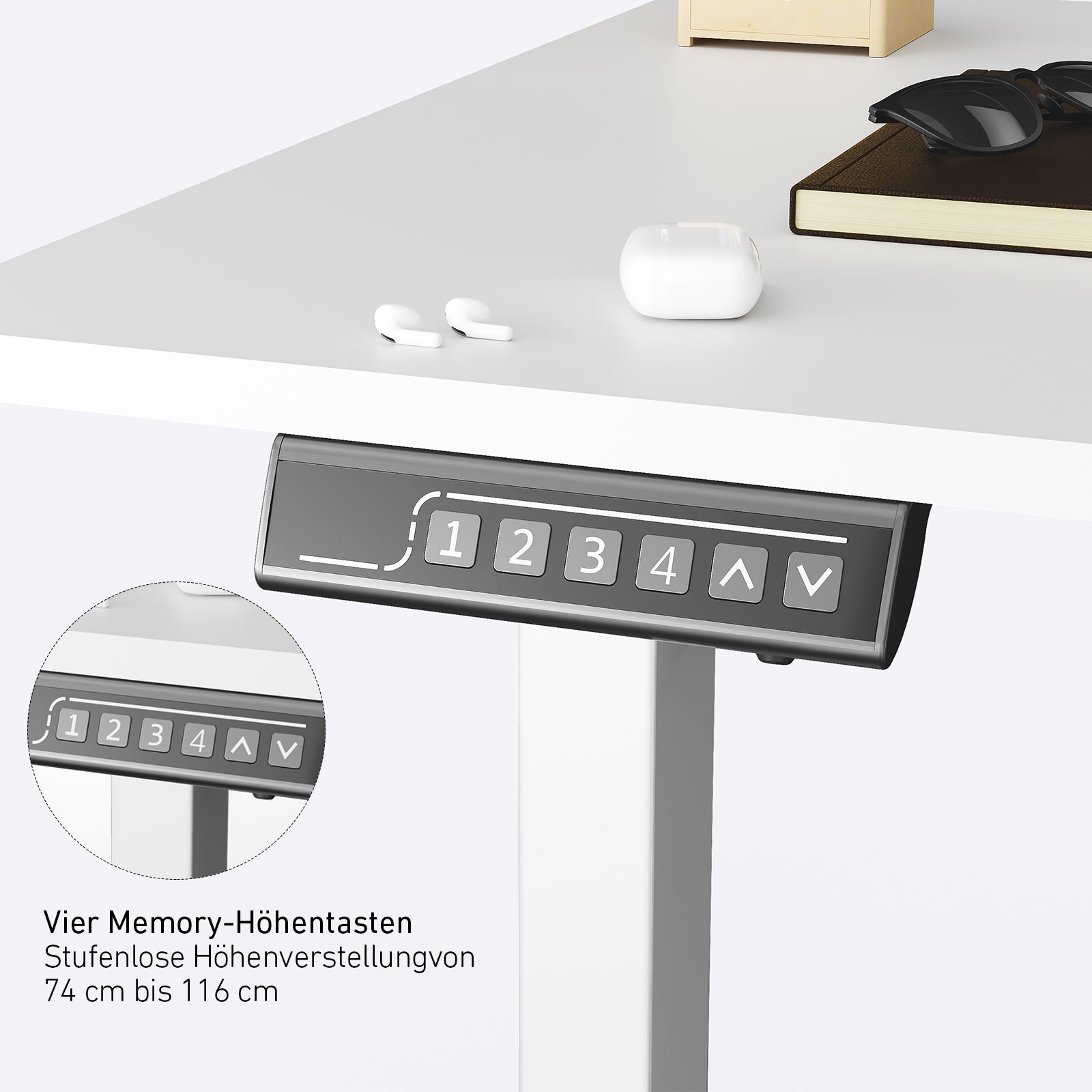 DeerRun® Elektrischer Stehschreibtisch, 74 cm – 116 cm höhenverstellbar