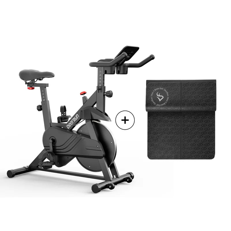 DeerRun S500 Schwarze Indoor-Smart-Bike mit einstellbarem magnetischem Widerstand und leisem Riemen und PitPat App