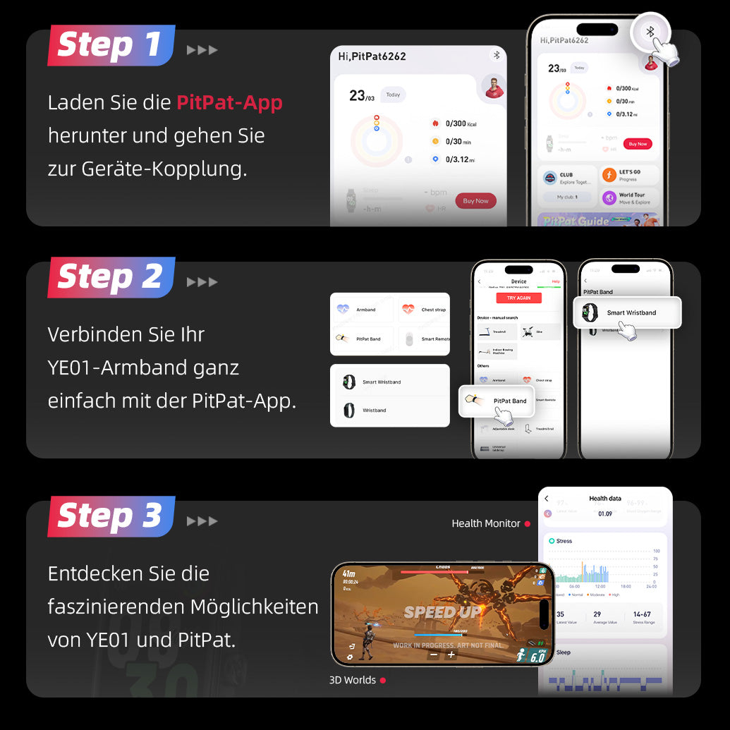 DeerRun® Fitness-Smartwatch: Mit der PitPat-App synchronisieren & Workouts aufzeichnen
