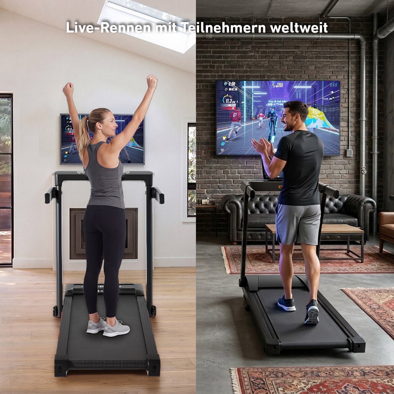 DeerRun Z10 Pro Muse 2-in-1 Klappbares Laufband mit 12% Auto-Steigung