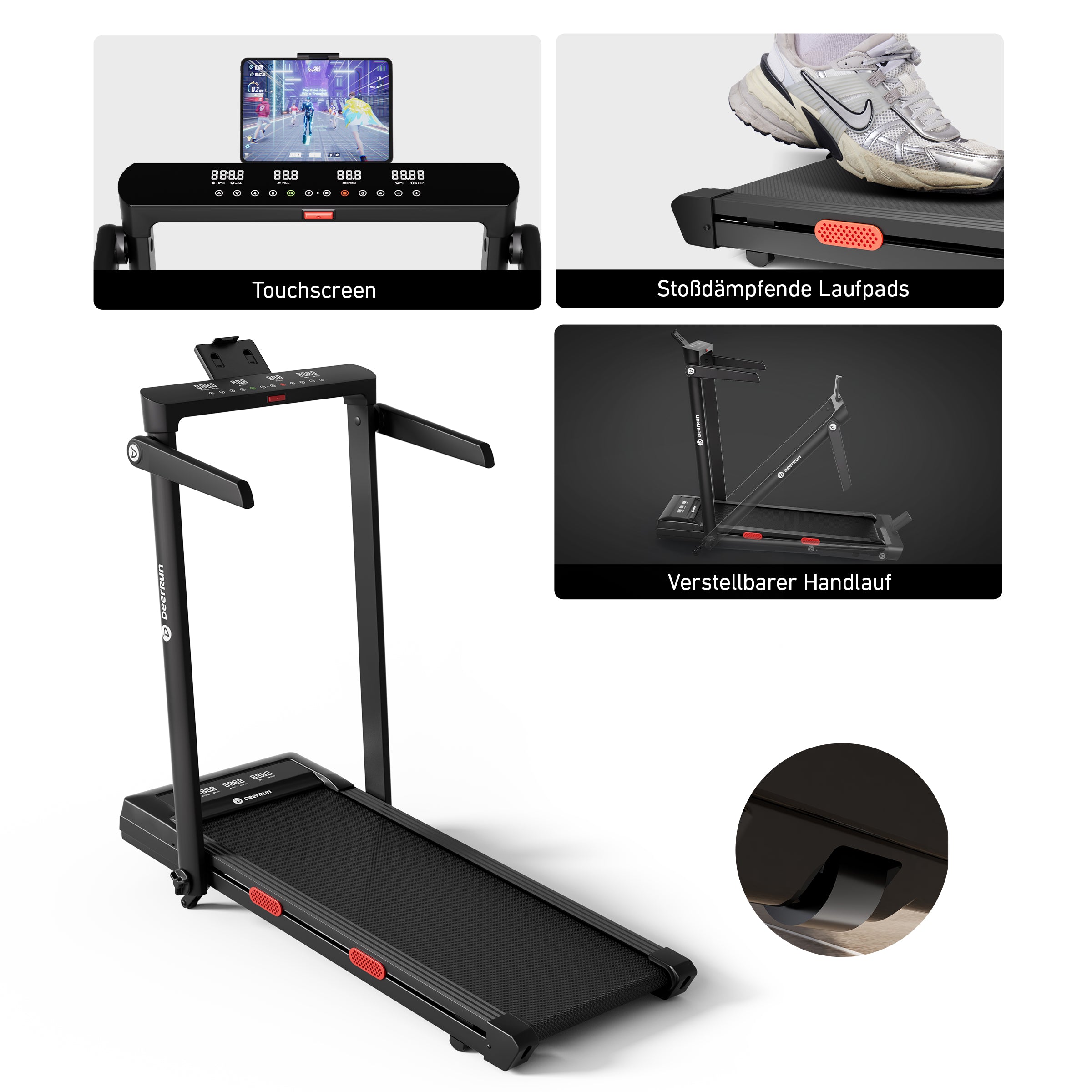 DeerRun Z10 Pro Muse 2-in-1 Klappbares Laufband mit 12% Auto-Steigung