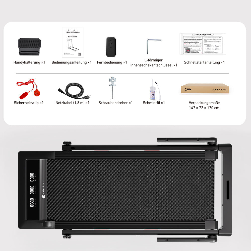 DeerRun Z10 Pro Muse 2-in-1 Klappbares Laufband mit 12% Auto-Steigung