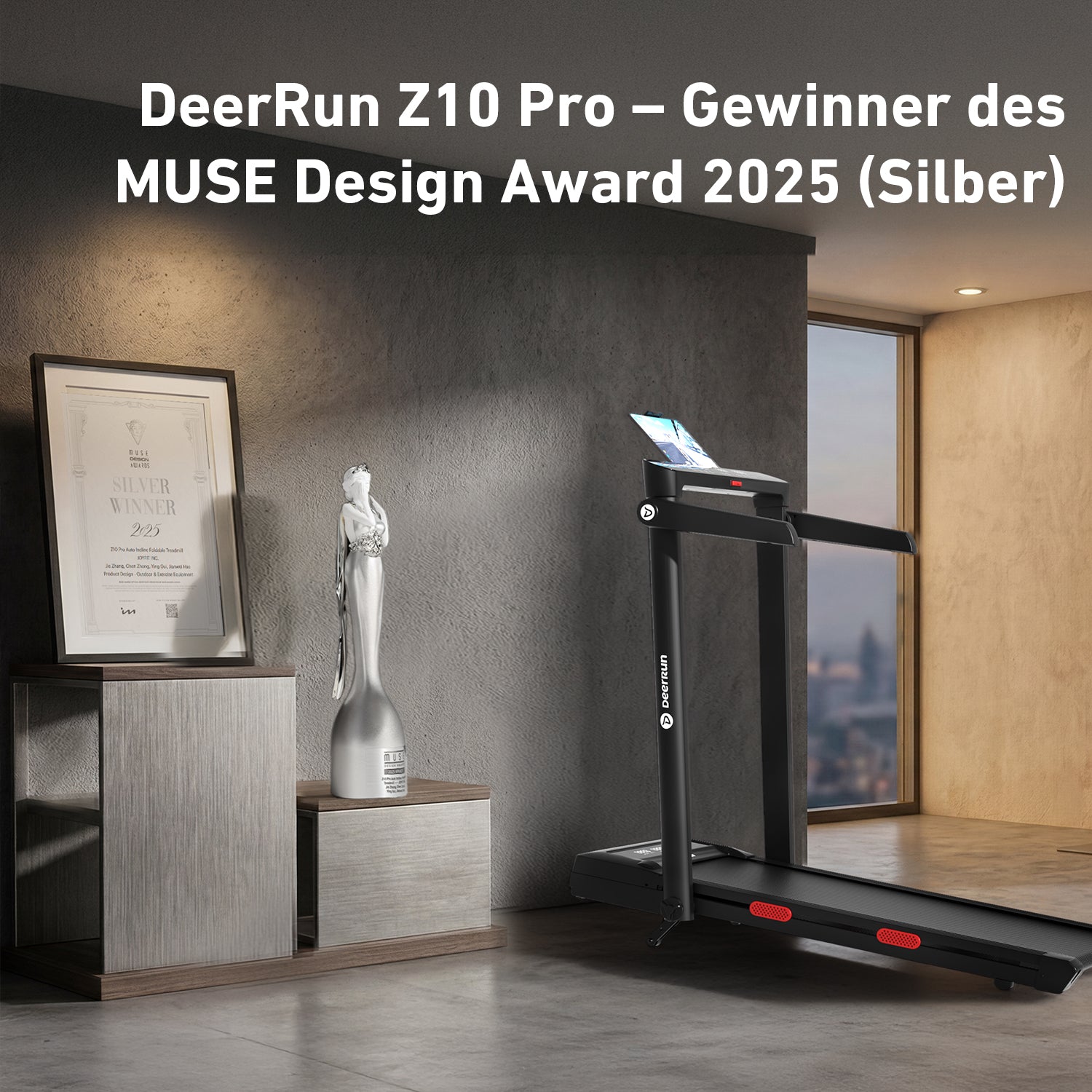 DeerRun Z10 Pro Muse 2-in-1 Klappbares Laufband mit 12% Auto-Steigung