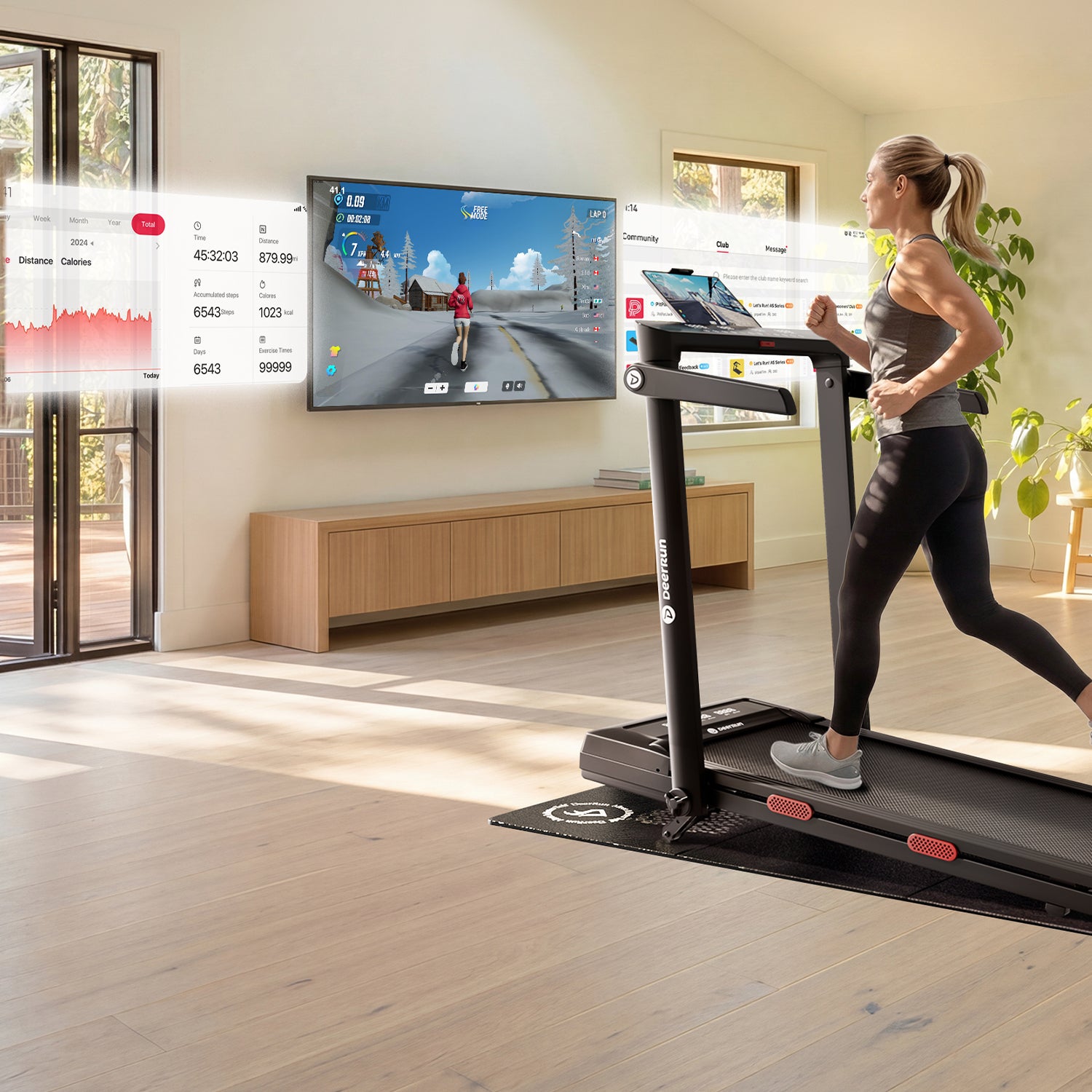 DeerRun Z10 Pro Muse 2-in-1 Klappbares Laufband mit 12% Auto-Steigung
