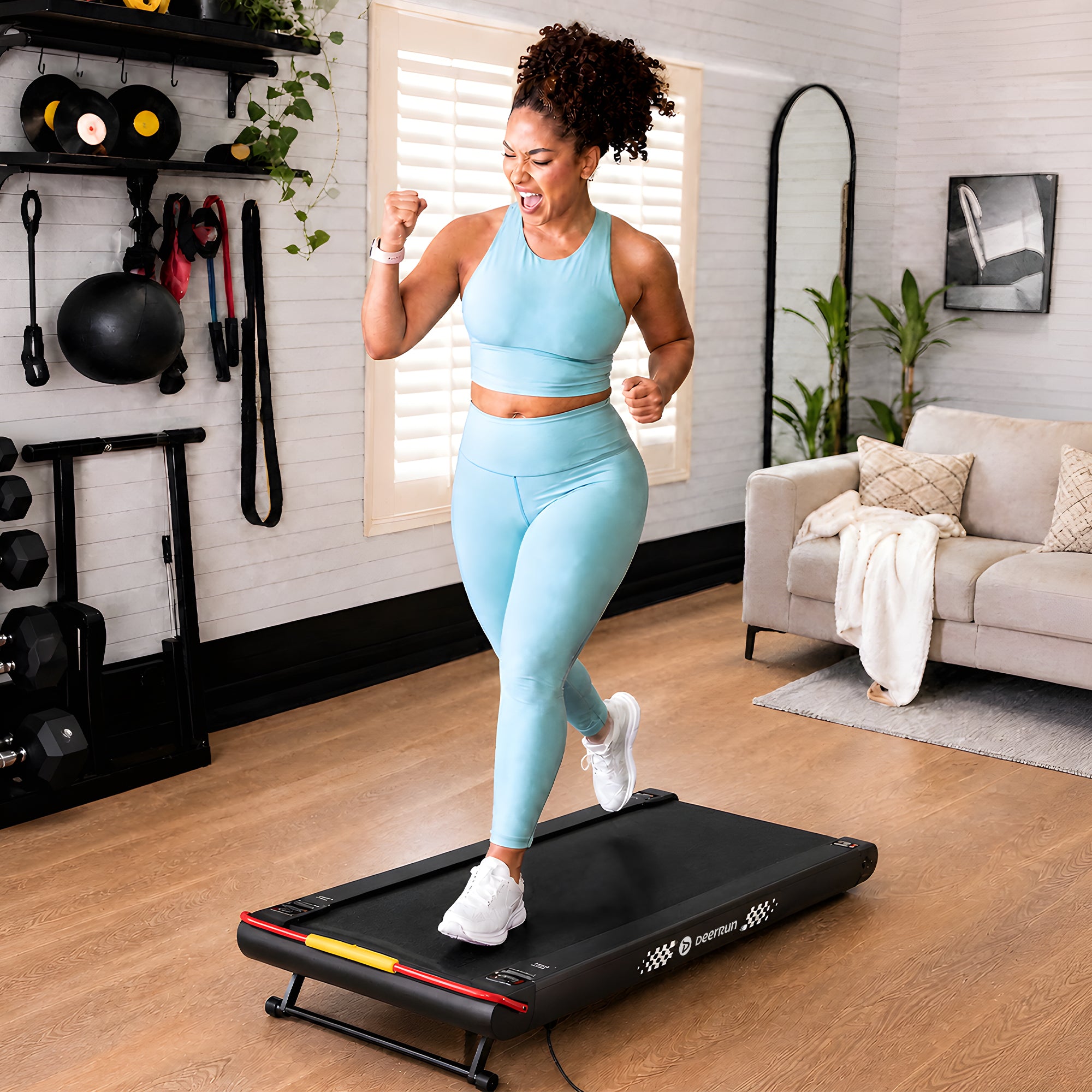 DeerRun Sleek Rise 1 Walking Pad mit 15 % automatischer Steigung für Cardio-Training