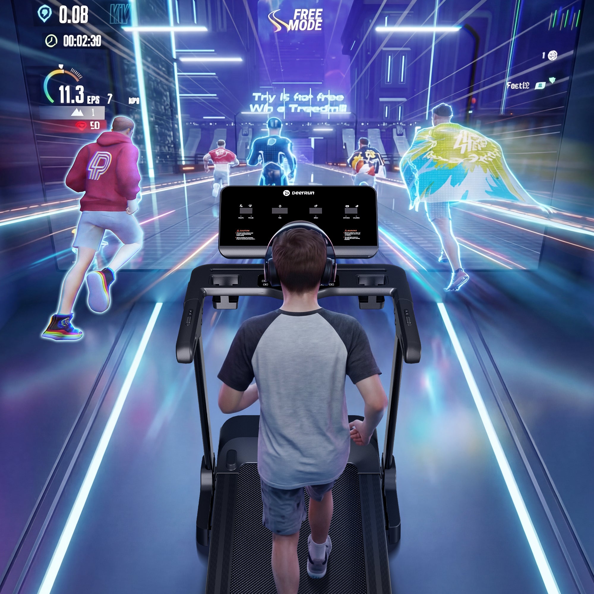 DeerRun X50 18% Auto Steigung Smartes Laufband, großem Display und KI-Coach | 20 km/h, 181kg Tragkraft