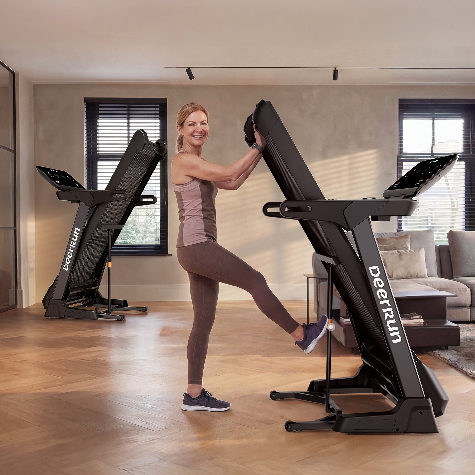 DeerRun X50 18% Auto Steigung Smartes Laufband, großem Display und KI-Coach | 20 km/h, 181kg Tragkraft