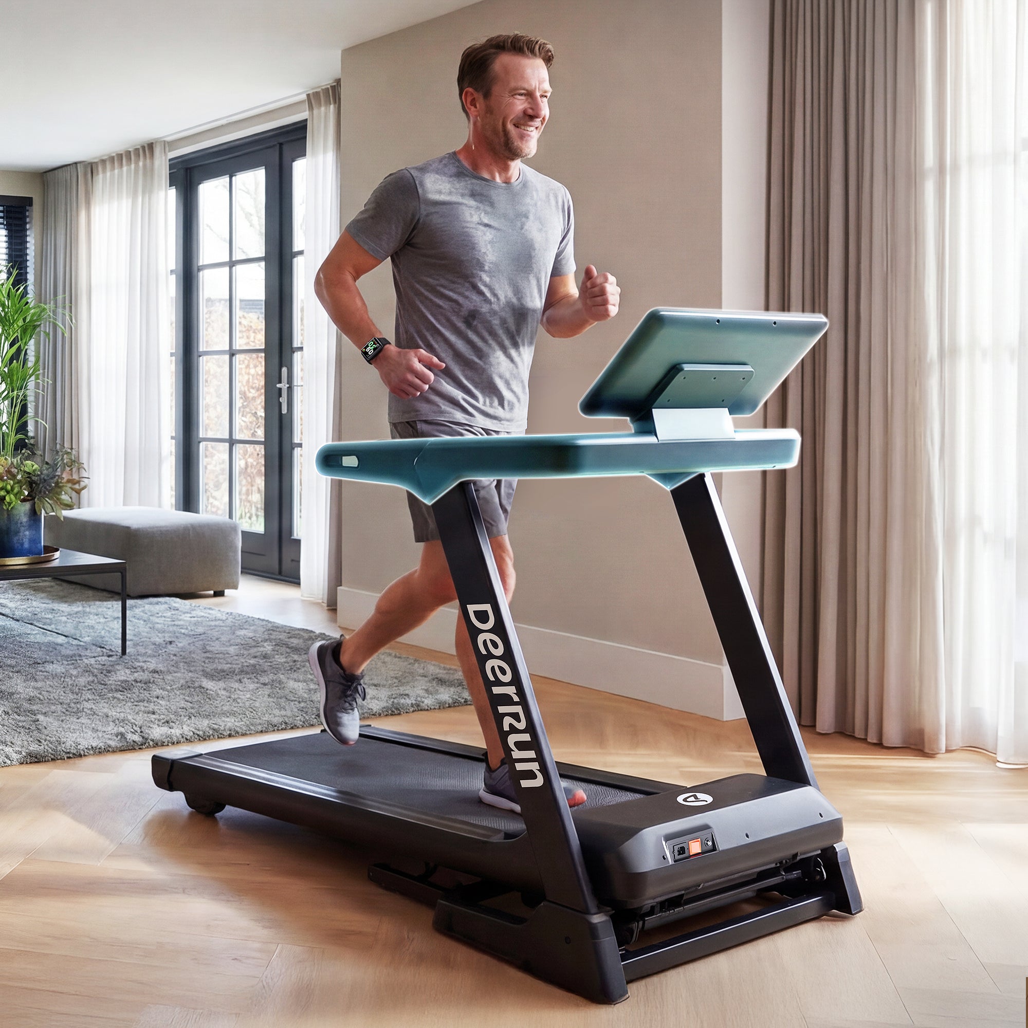 DeerRun X50 18% Auto Steigung Smartes Laufband, großem Display und KI-Coach | 20 km/h, 181kg Tragkraft