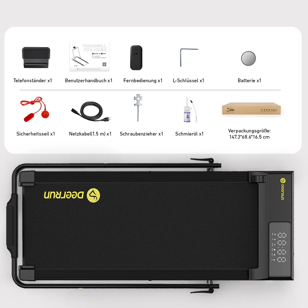 DeerRun A5 Pro Smartes 2 in 1 Laufband #Farbe_Schwarz