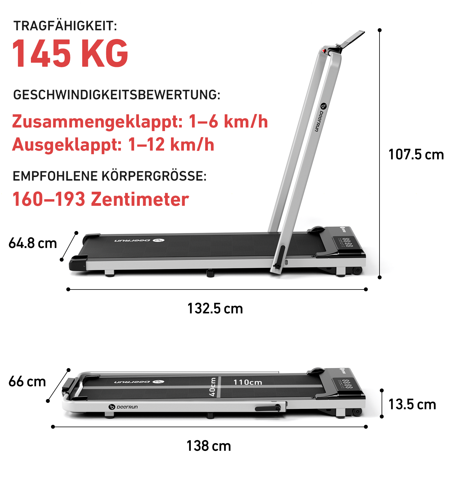DeerRun A5 Pro Smartes 2 in 1 Laufband #Farbe_Silber
