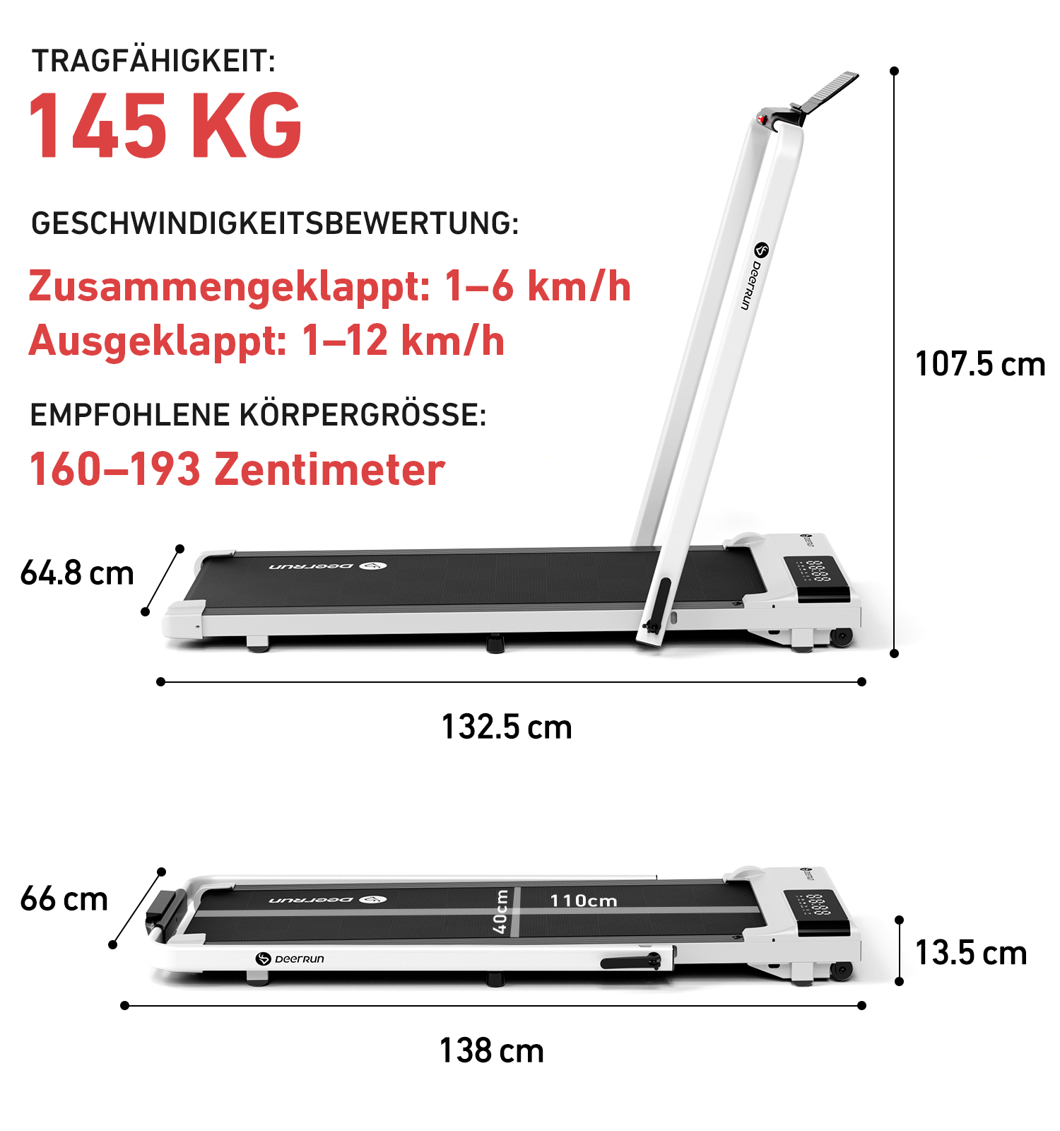 DeerRun A5 Pro Smartes 2 in 1 Laufband #Farbe_Weiß